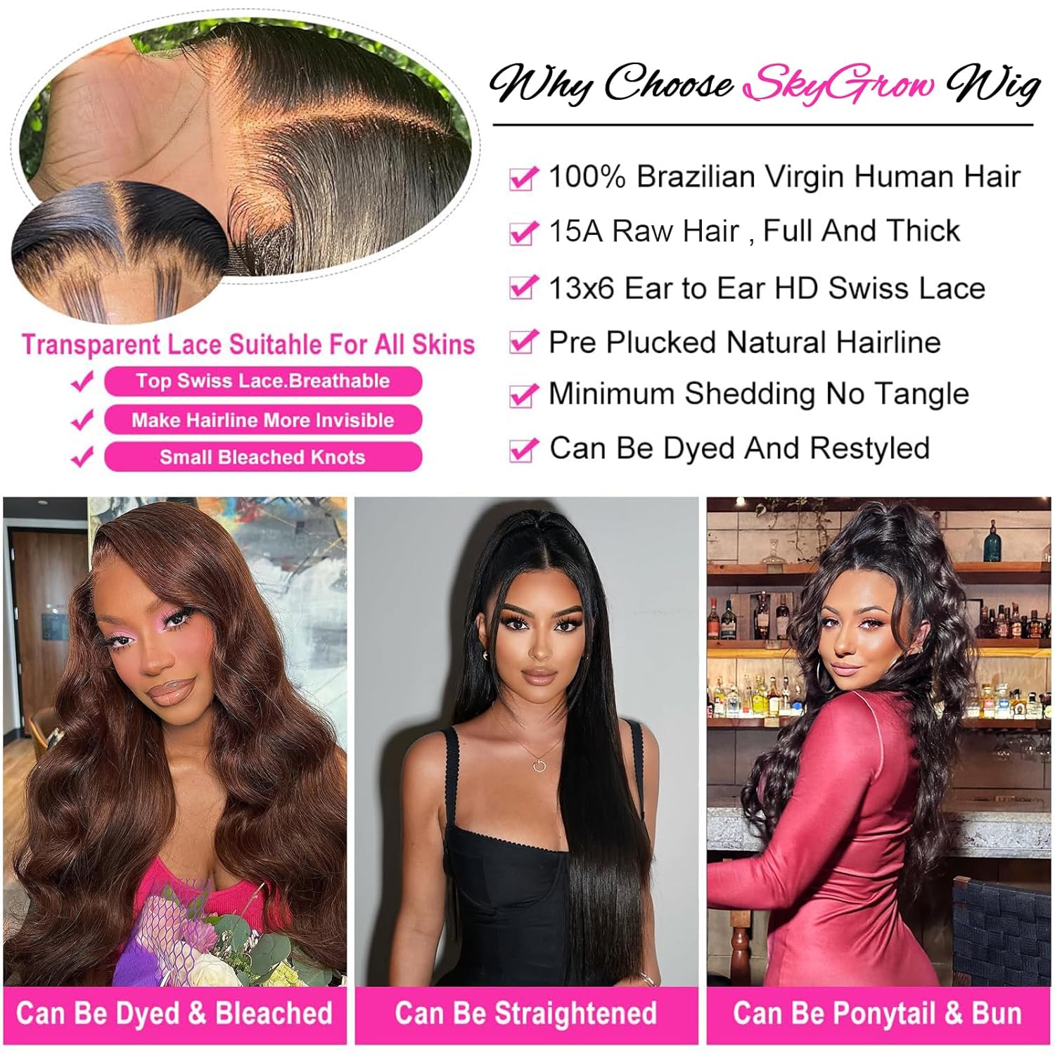 Detalle 1 de SkyGrow 13x6 Body Wave Lace Wig 13x6