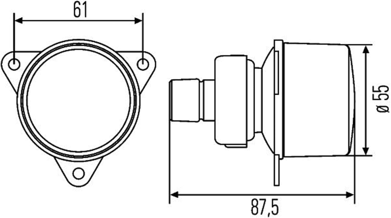 Thumbnail 2 de HELLA 2Ba 008 221-001 Feu Clignotant Halogène – PY21W, 90 mm, montage gauche/avant/droite