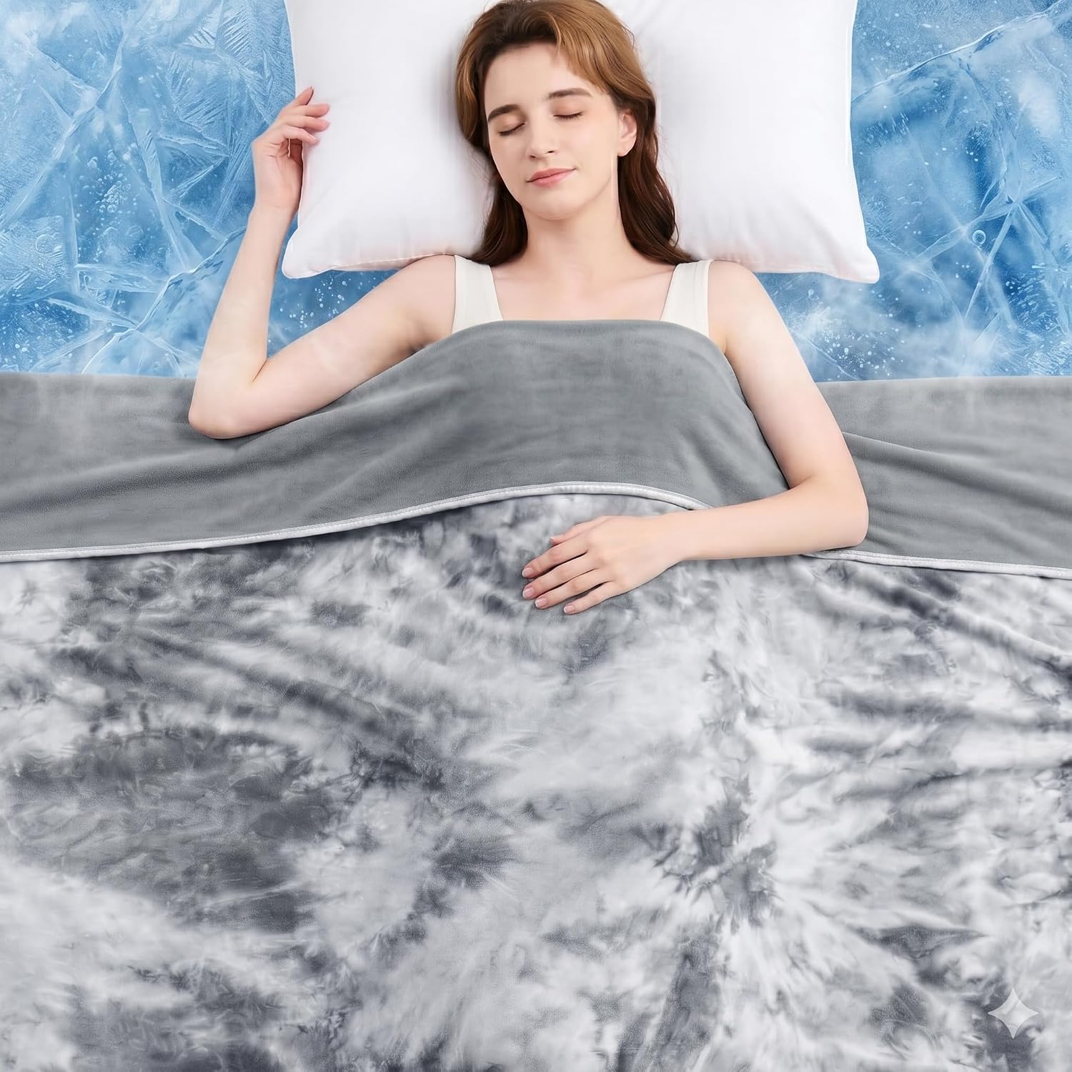 Detalle de L'AGRATY Cooling Blanket (220x240cm) – Ultra‑Cool, Lightweight Grey Blanket for Hot Sleepers