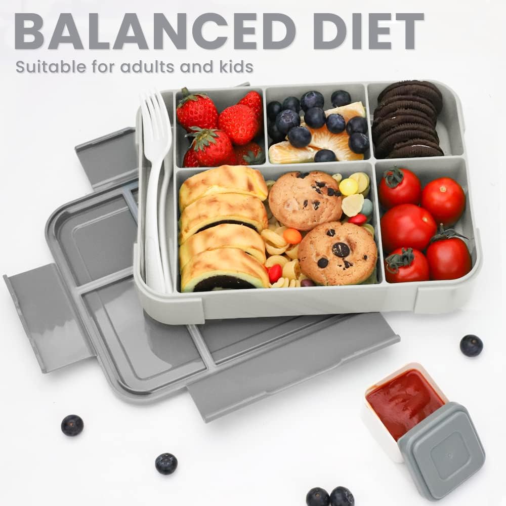 Thumbnail 4 de Bugucat Kinder-Brotdose mit Fächern 1330 ml (6 Fächer) inkl. Besteckset und Sauce-Boxen