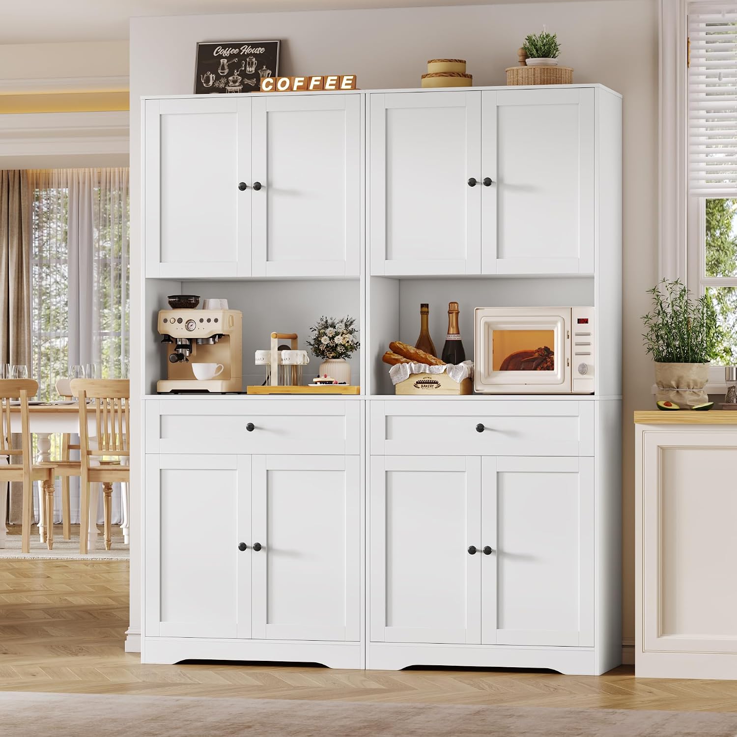Detalle 2 de FOREHILL P622 180cm Tall Kitchen Cupboard, White, Adjustable Shelves and Countertop