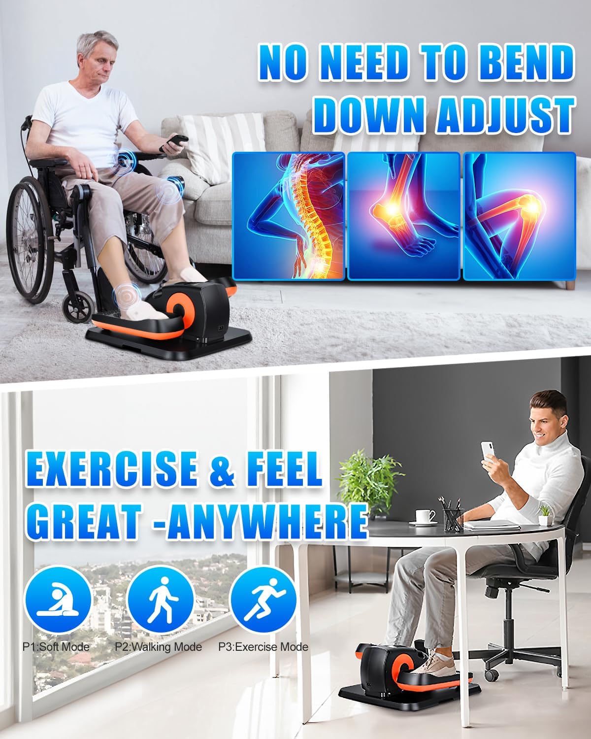 Detalle de Putnen Under Desk Elliptical Machine with Remote Control, Quiet Seated Leg Exerciser