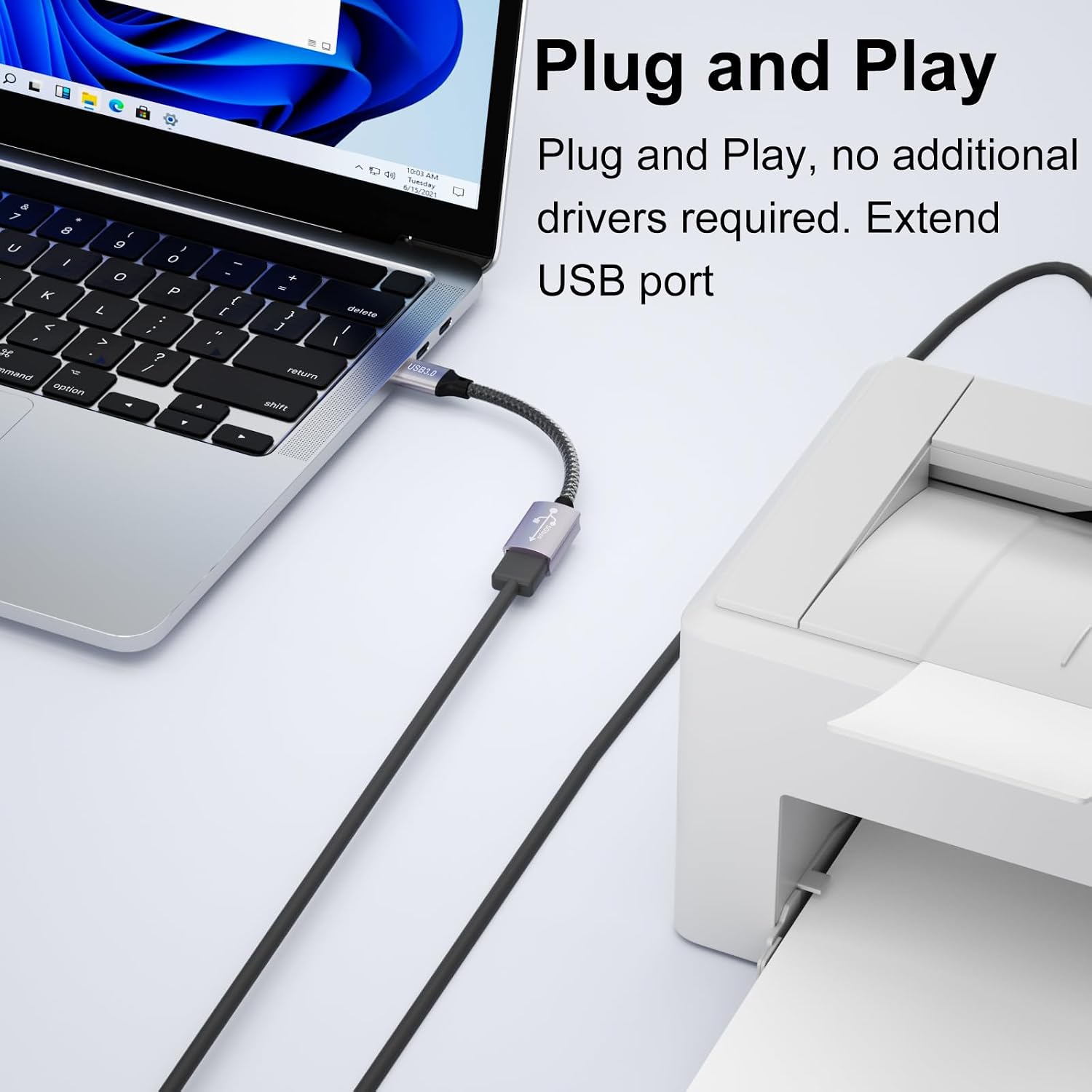Detalle 2 de lalasis USB 3.0 Extension Cable, 0.2 m, 5 Gbps, USB-A to USB-A