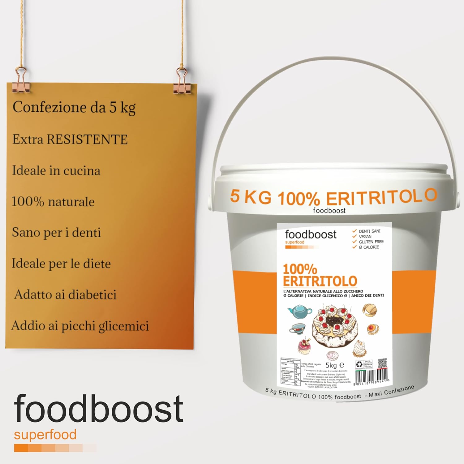 Detalle de Eritritolo 5 Kg FoodBoost: dolcificante naturale 0 kcal, puro al 100% per diete bilanciate