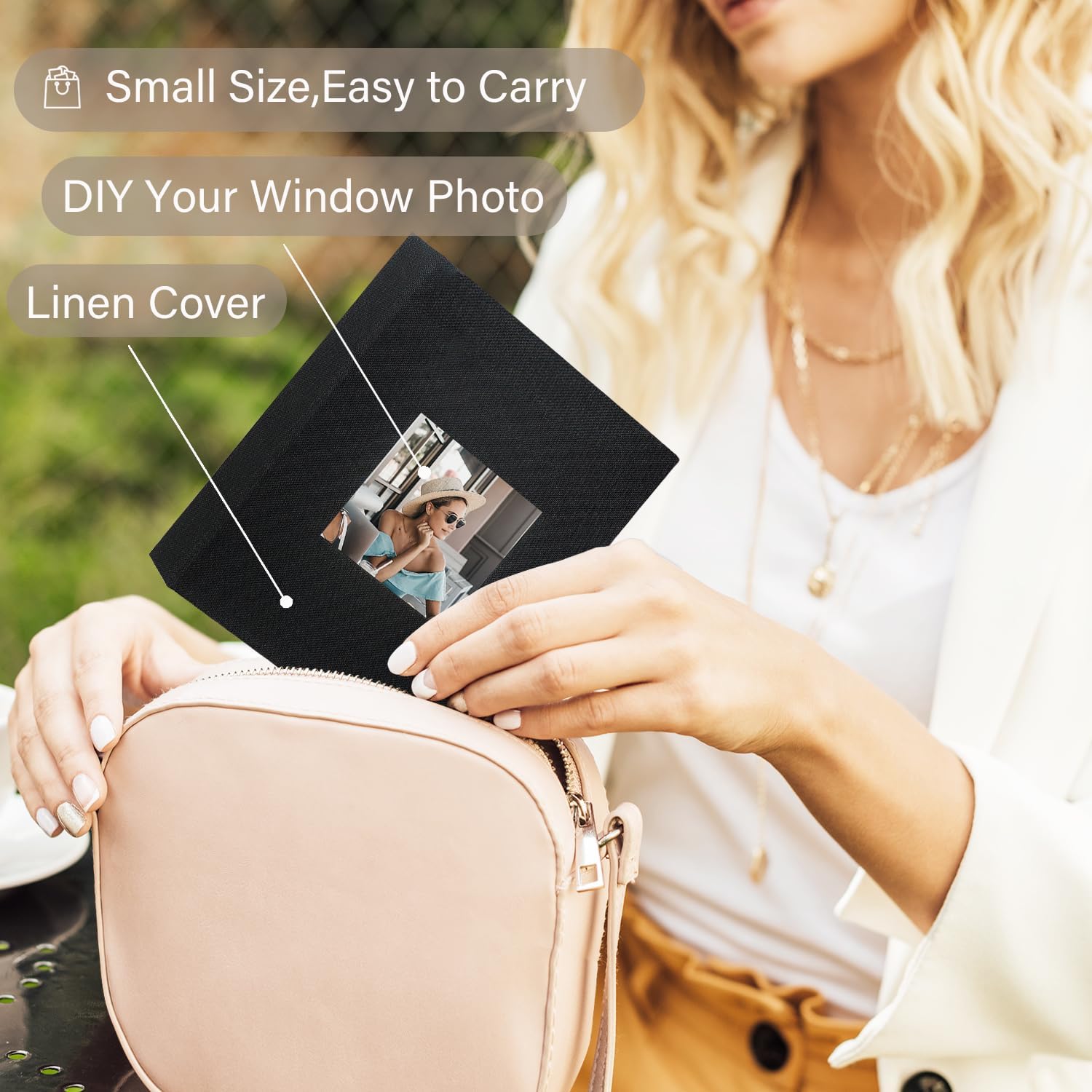 Thumbnail 5 de Miaikoe Small Photo Album 6x4 (100 Photos) Black Linen, 2-Pack
