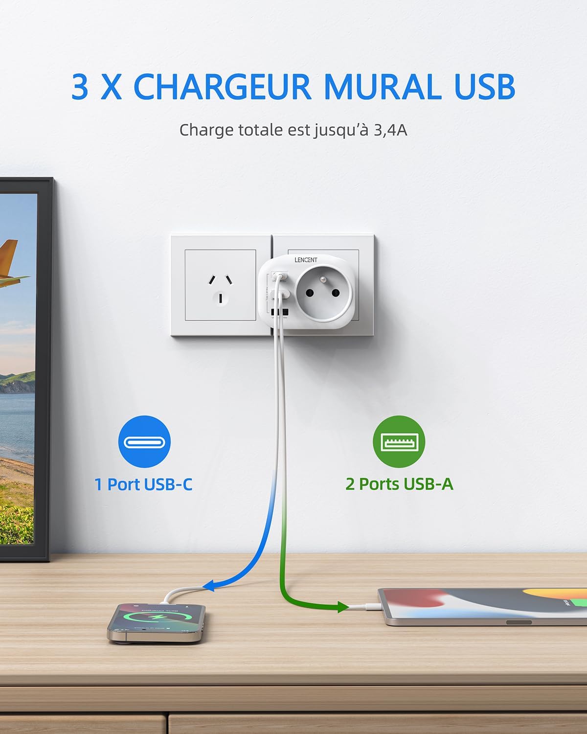 Detalle 2 de LENCENT Adaptateur Prise AU 2500W