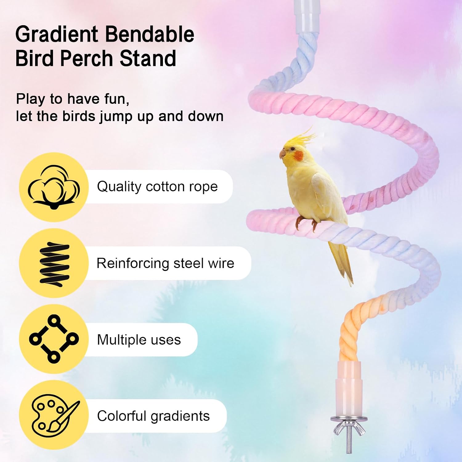 Detalle de 3Pcs Gradient Bendable Bird Perch Stand Set – Pink