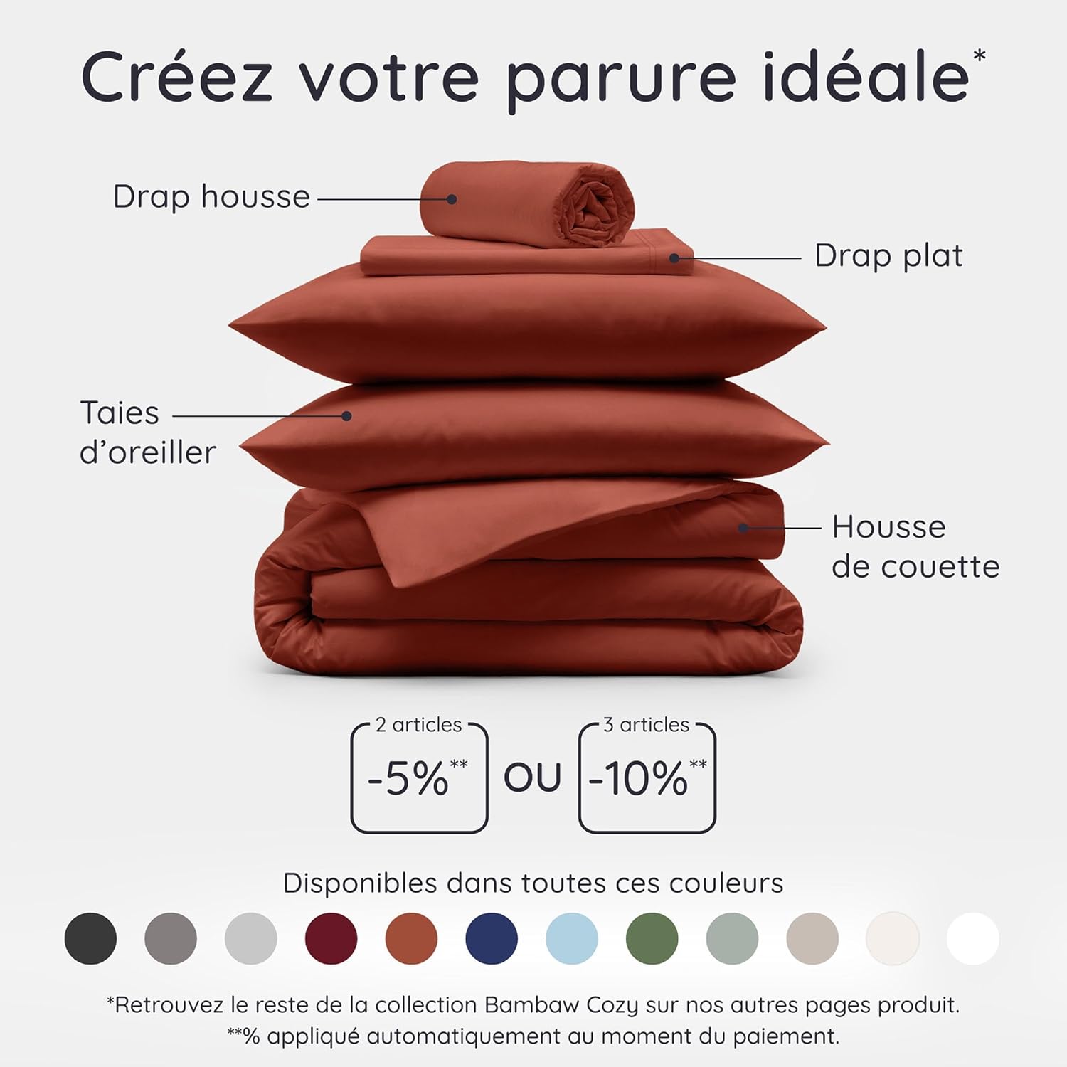 Thumbnail 6 de Bambaw Drap housse en bambou Tanboocel 160 x 200 cm (terracotta) pour matelas jusqu’à 35 cm