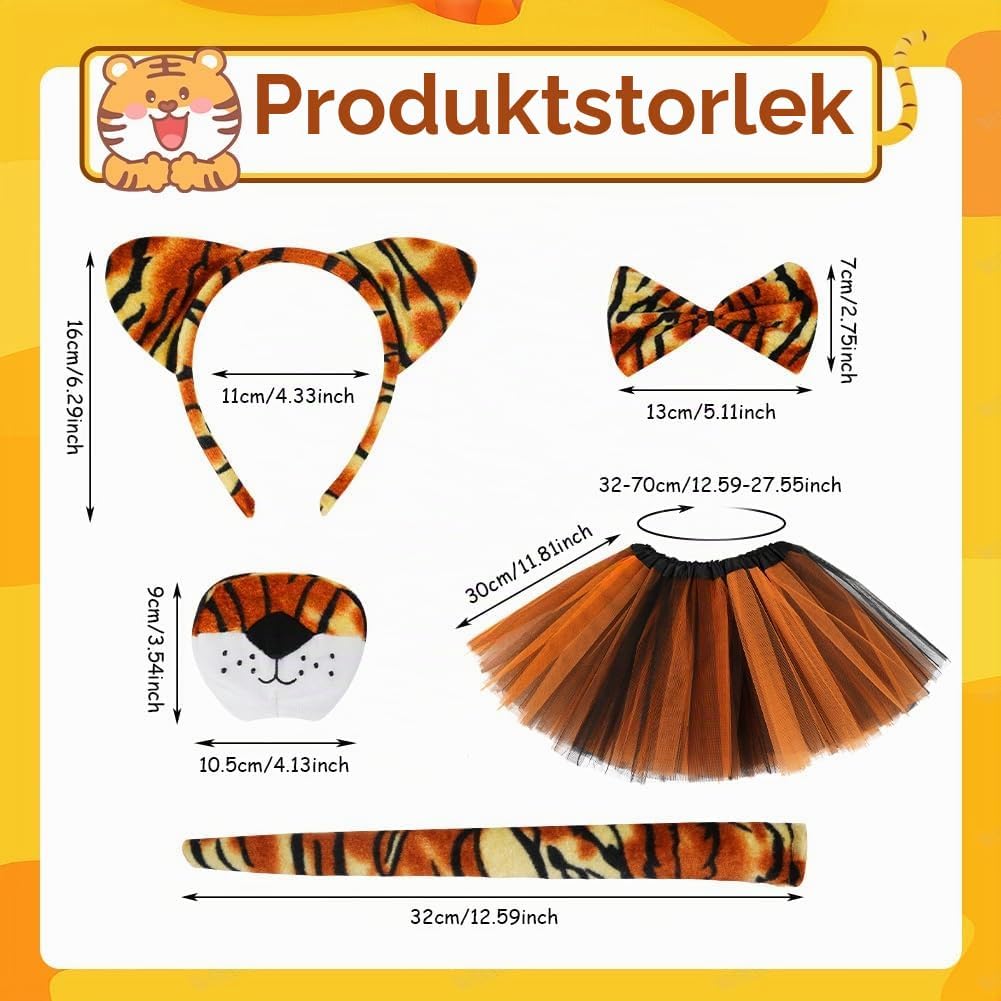 Detalle de ACWOO tigerutklädningsset för barn, 5 delar med tutu och svans