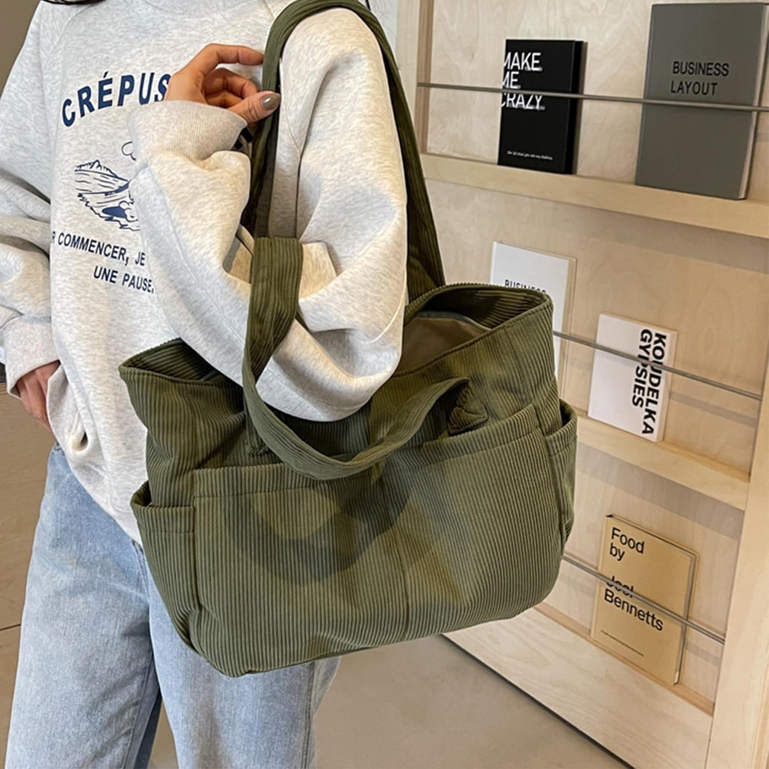 Detalle 2 de LOTZAVA Cordtasche Tote Bag 42 x 29 x 12 cm