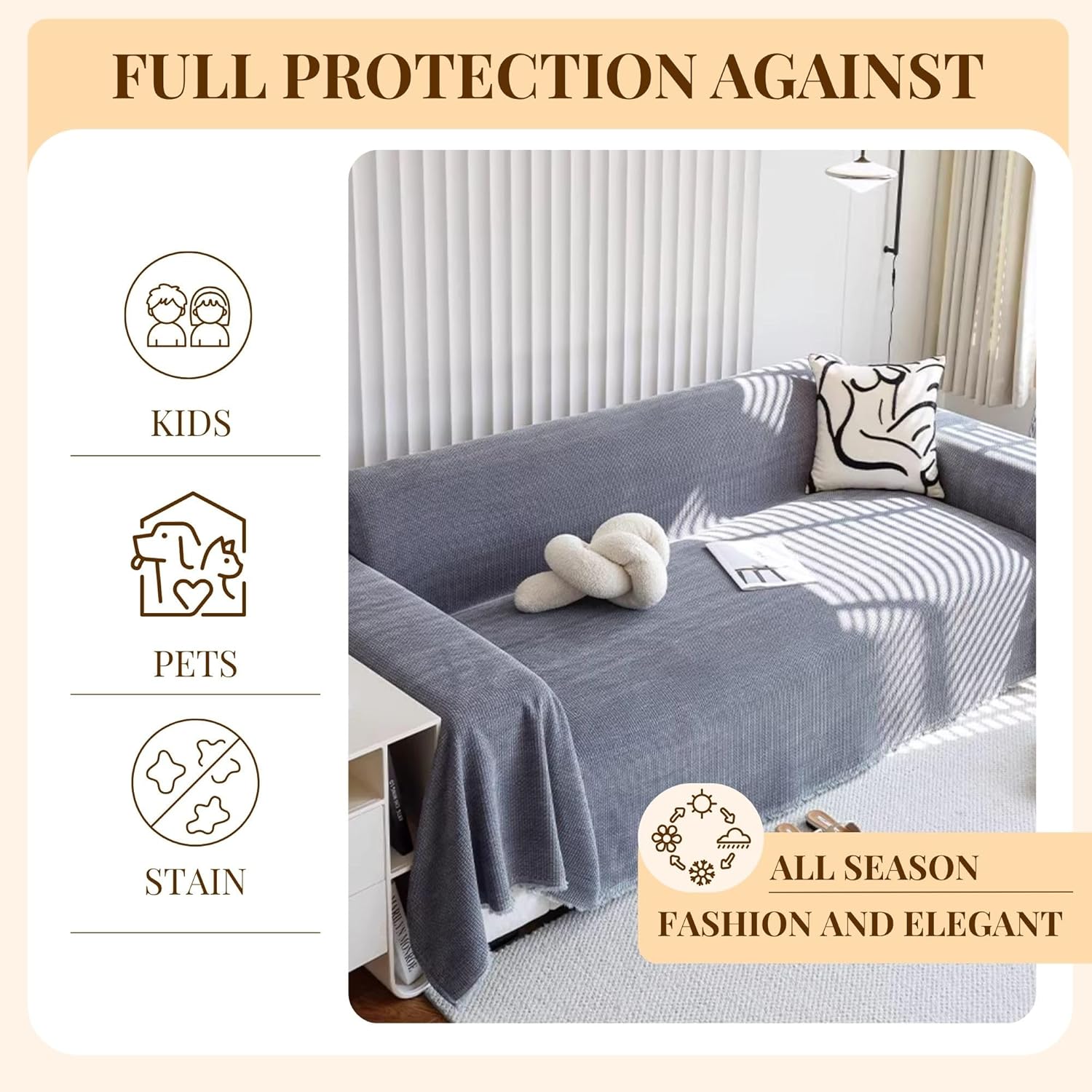 Detalle 2 de MAGIC SELECT Copridivano 180x260 cm: Protezione antiscivolo e lavabile per divani a 3 posti