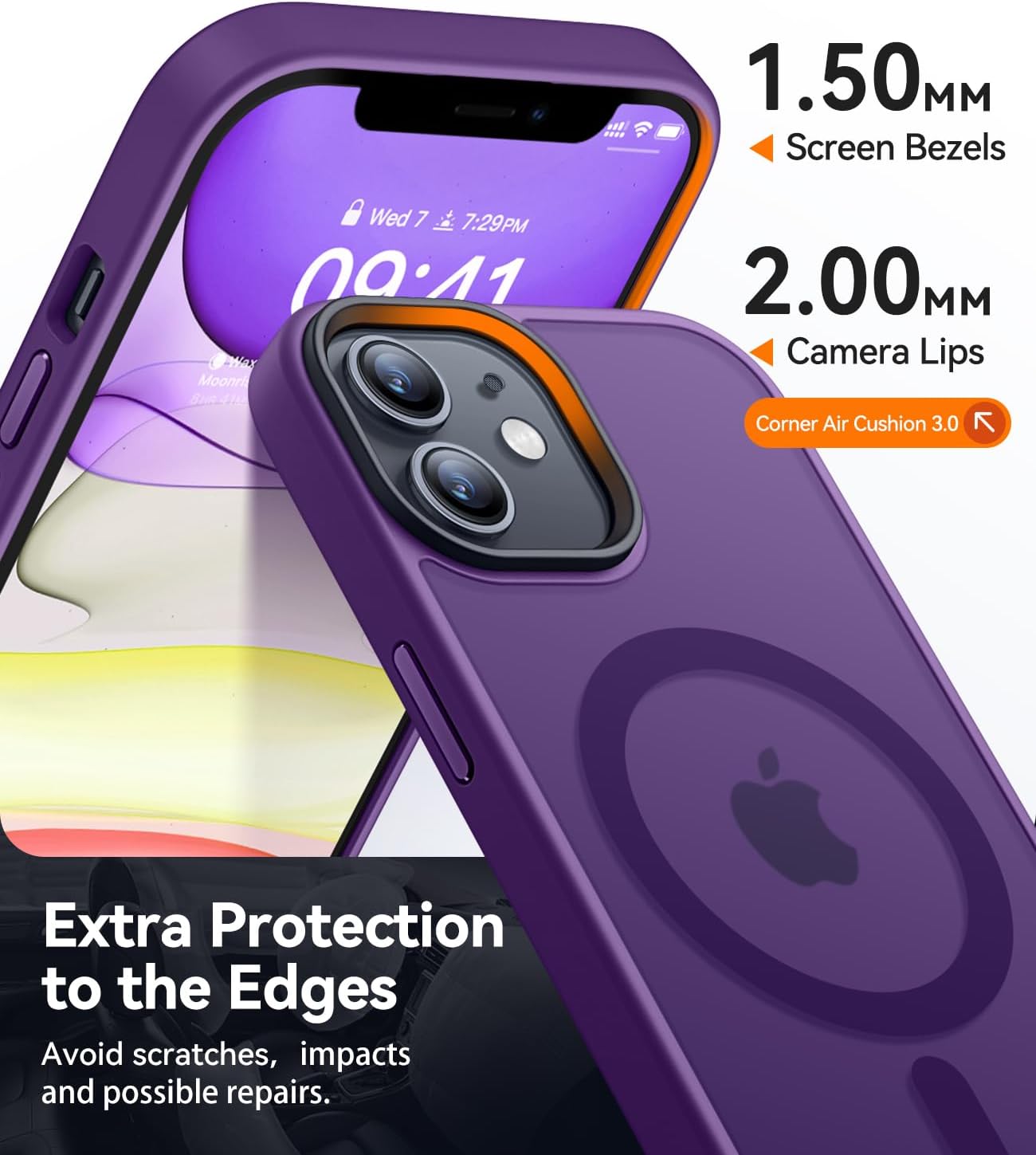 Detalle de CANSHN Cover Magnetica Opaca per iPhone 11 (6,1”) Viola Scuro – Protettiva, MagSafe compatibile