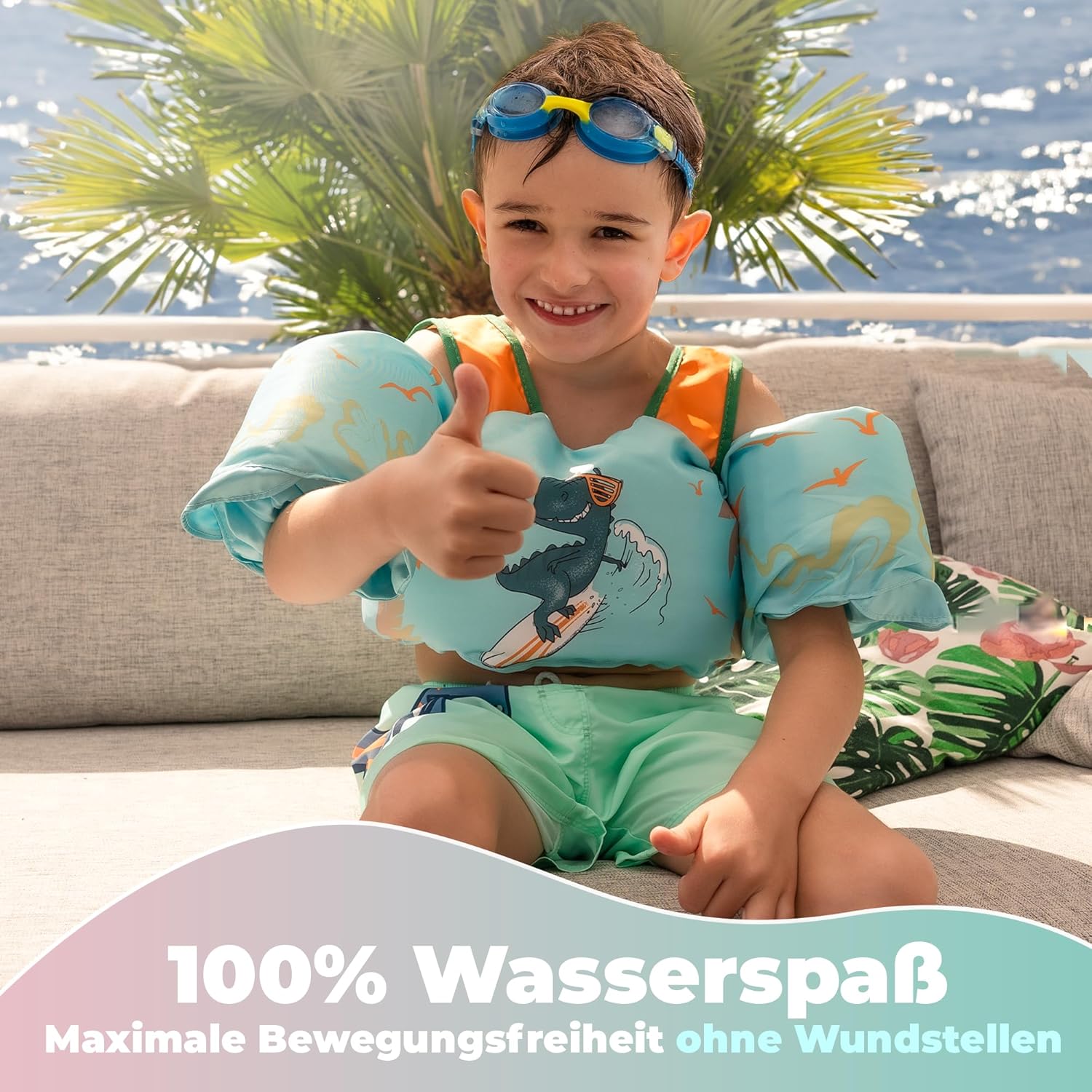 Detalle de KIDVERSE Schwimmweste Kinder 3-6 Jahre – Geprüfte Sicherheit mit integrierten Schwimmflügeln