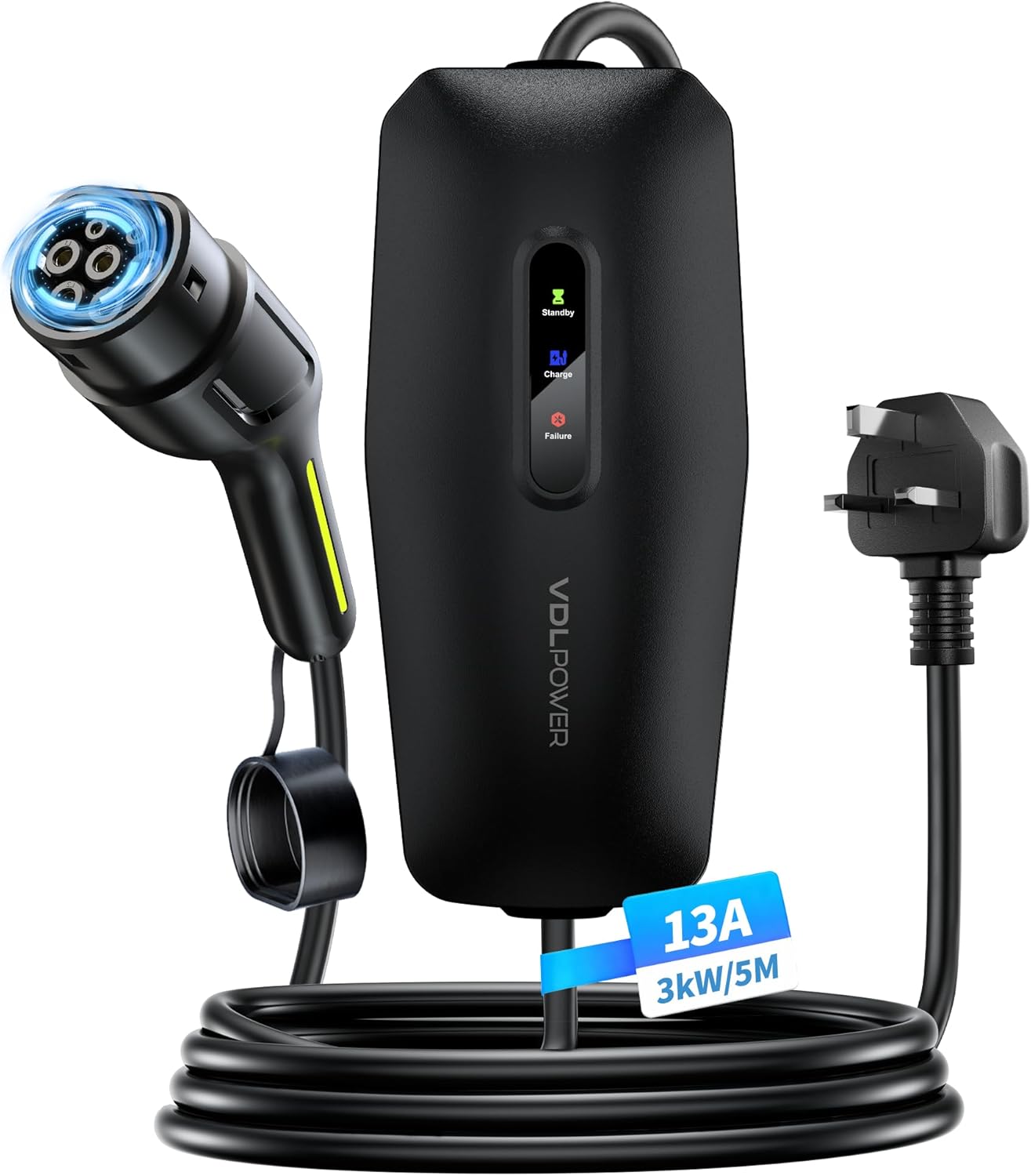 Thumbnail 6 de VDLPOWERVP EV Charger 3kW Type 2 to 3 Pin Plug — 8m Portable EV Charger for UK