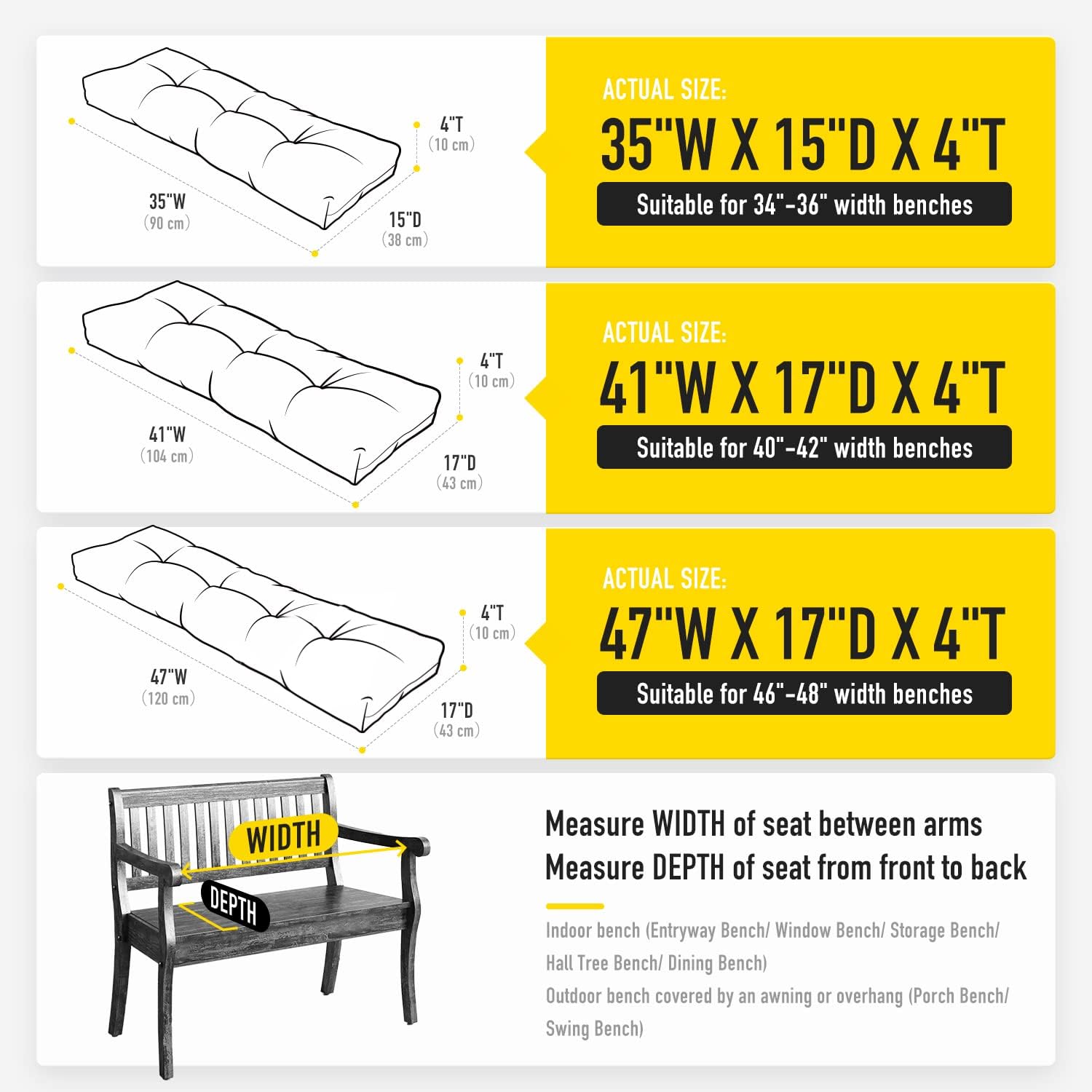 Thumbnail 6 de SUNROX LokGrip Memory Foam Bench Cushion 48x16x4