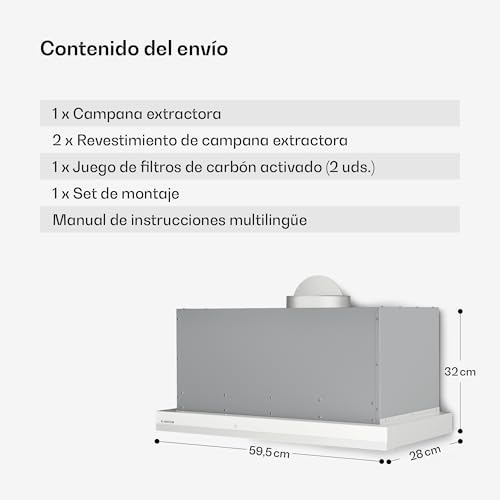 Thumbnail 7 de Klarstein Velaire campana extractora integrada 60 cm (896 m³/h) con control táctil y LED, blanco