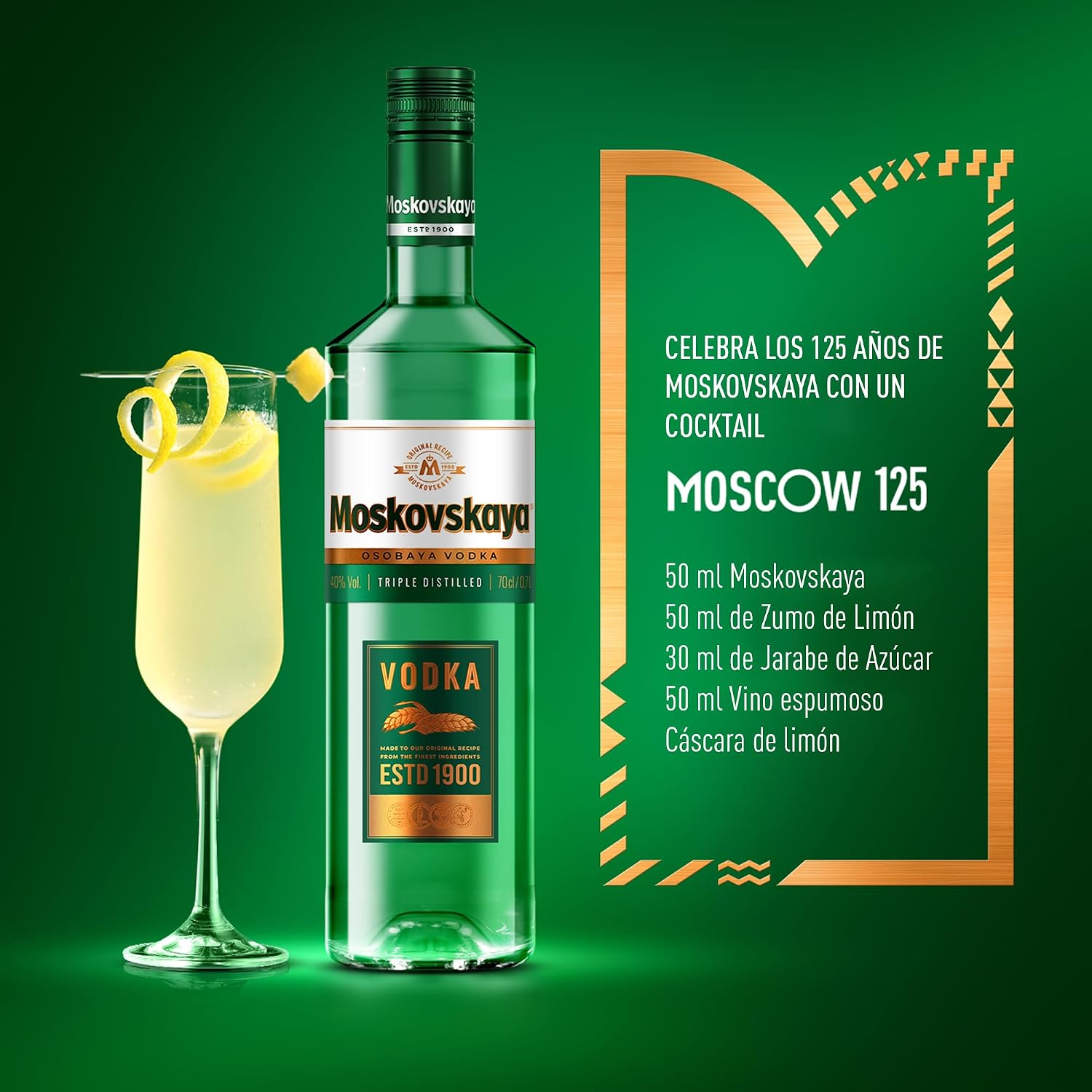Detalle 2 de Moskovskaya Osobaya Vodka 38% Vol. 🥃 700ml