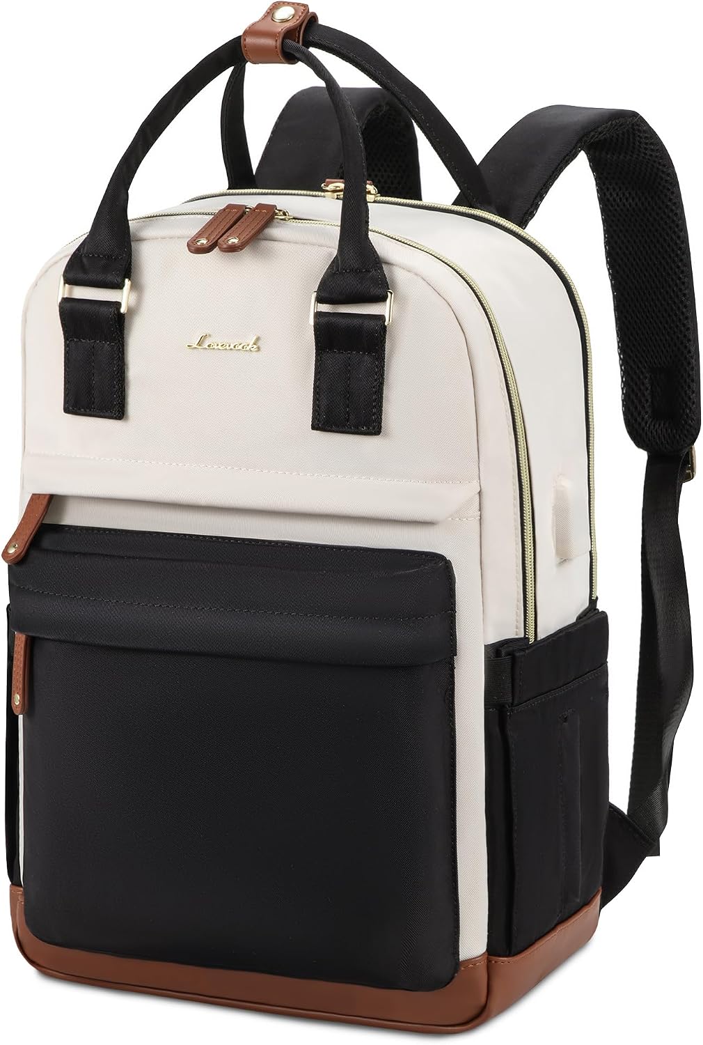 Detalle de LOVEVOOK Rucksack Damen – 17 Zoll Laptop-Reiserucksack, wasserdicht, multifunktional, 29 Liter, Schwarz