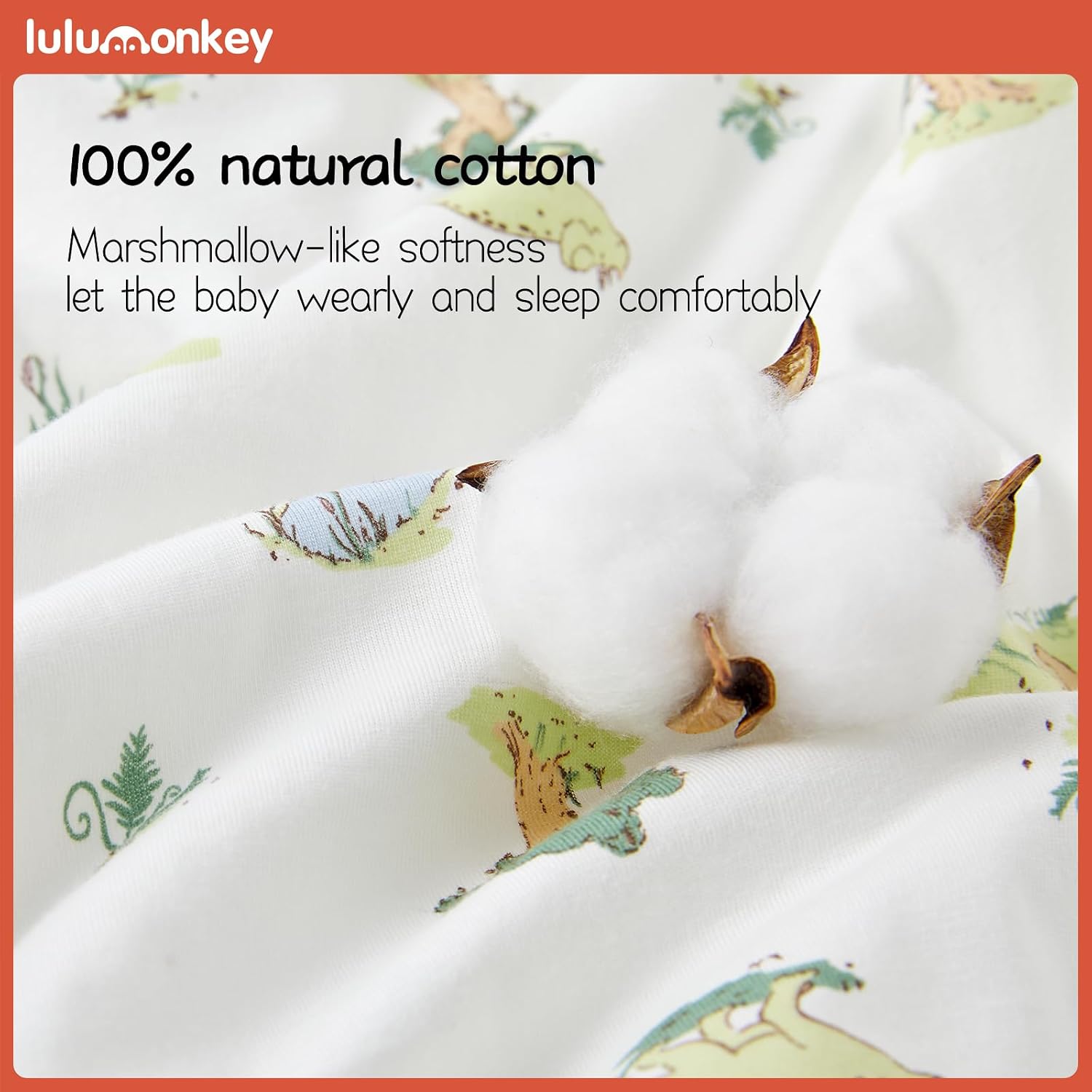 Thumbnail 2 de Lulumonkey 1.5 Tog Baby Sleeping Bag (6–18 Months) – Soft 100% Cotton Dinosaur
