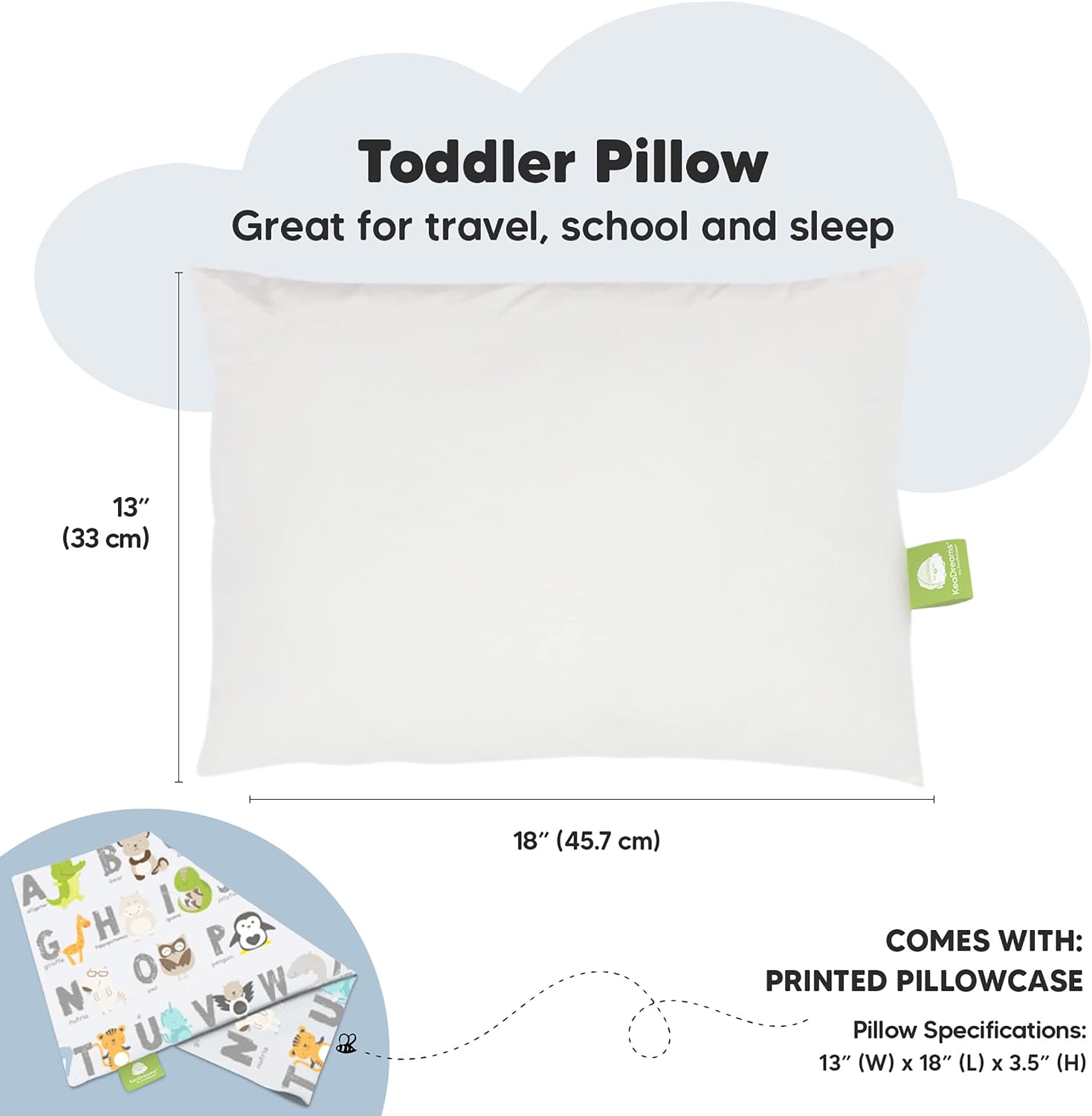 Thumbnail 2 de KeaBabies Toddler Pillow with Pillowcase (13x18) for Ages 2–5, Organic Cotton Travel Bed Pillow