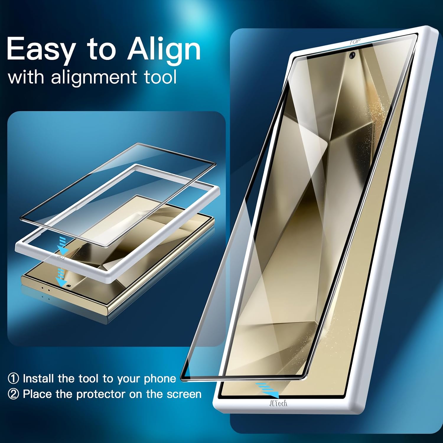 Detalle 1 de JETech Samsung Galaxy S24 Ultra skärmskydd i härdat glas, 3-pack