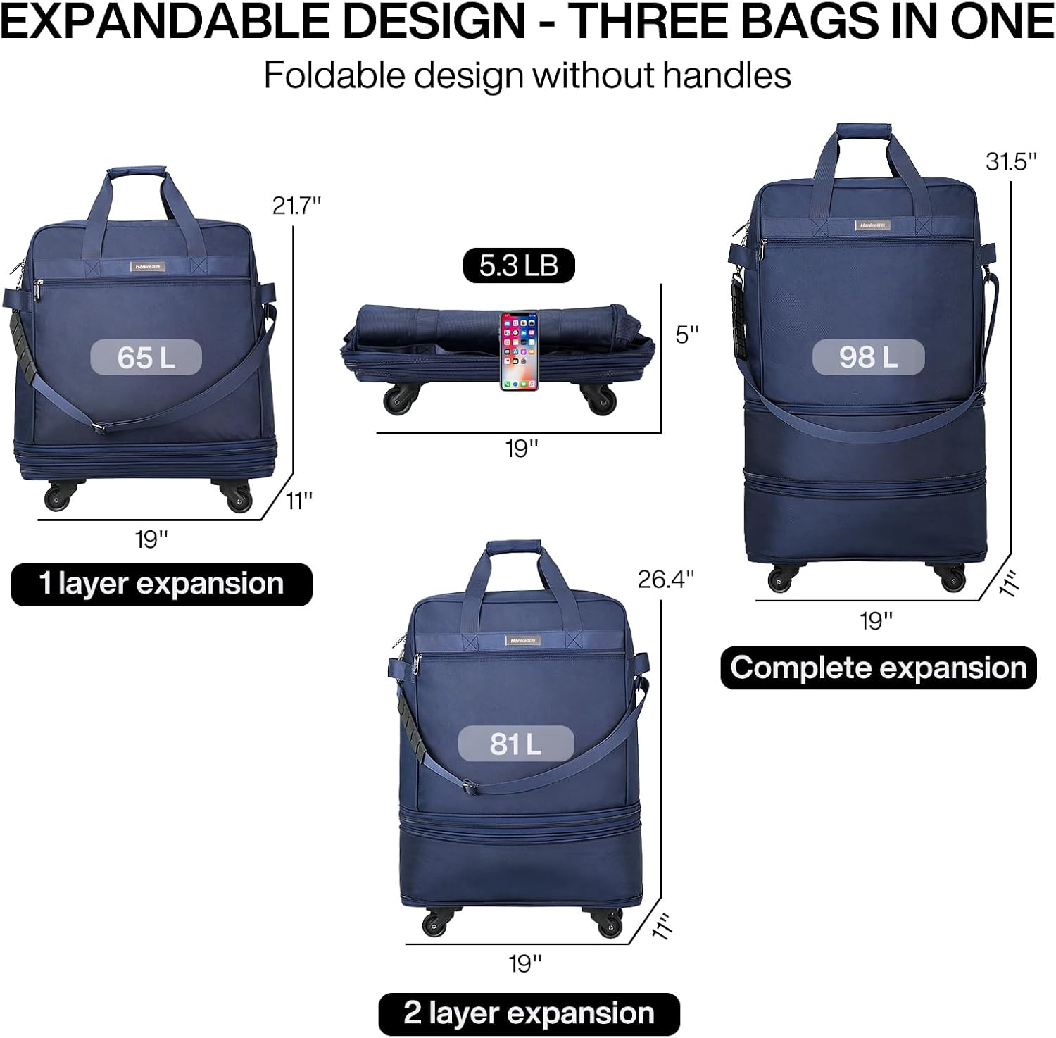 Detalle de Hanke Expandable Large Suitcase 28 inch 4 wheels