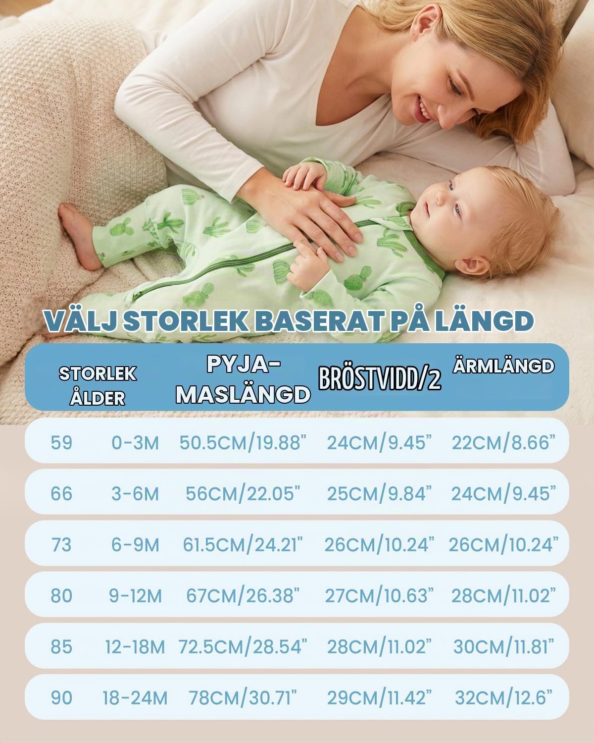 Detalle 2 de JiAmy baby-pyjamas, 2-pack i bomull med lång ärm och fötter