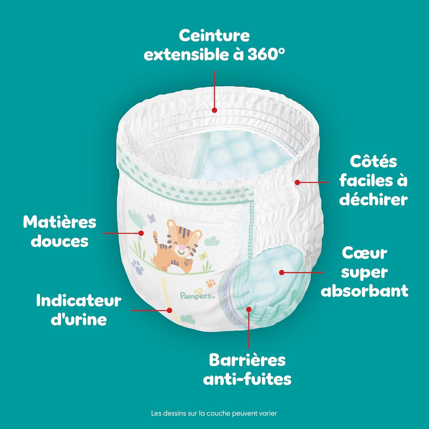 Thumbnail 4 de Pampers Baby-Dry Pants Taille 8 (17 kg+) – Family Pack de 136 couches-culottes, protection 360° contre les fuites