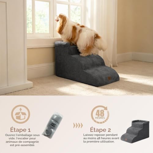 Thumbnail 7 de EHEYCIGA Escalier Chien 3 Marches – Rampe pour canapé et lit, 35,5 cm de hauteur