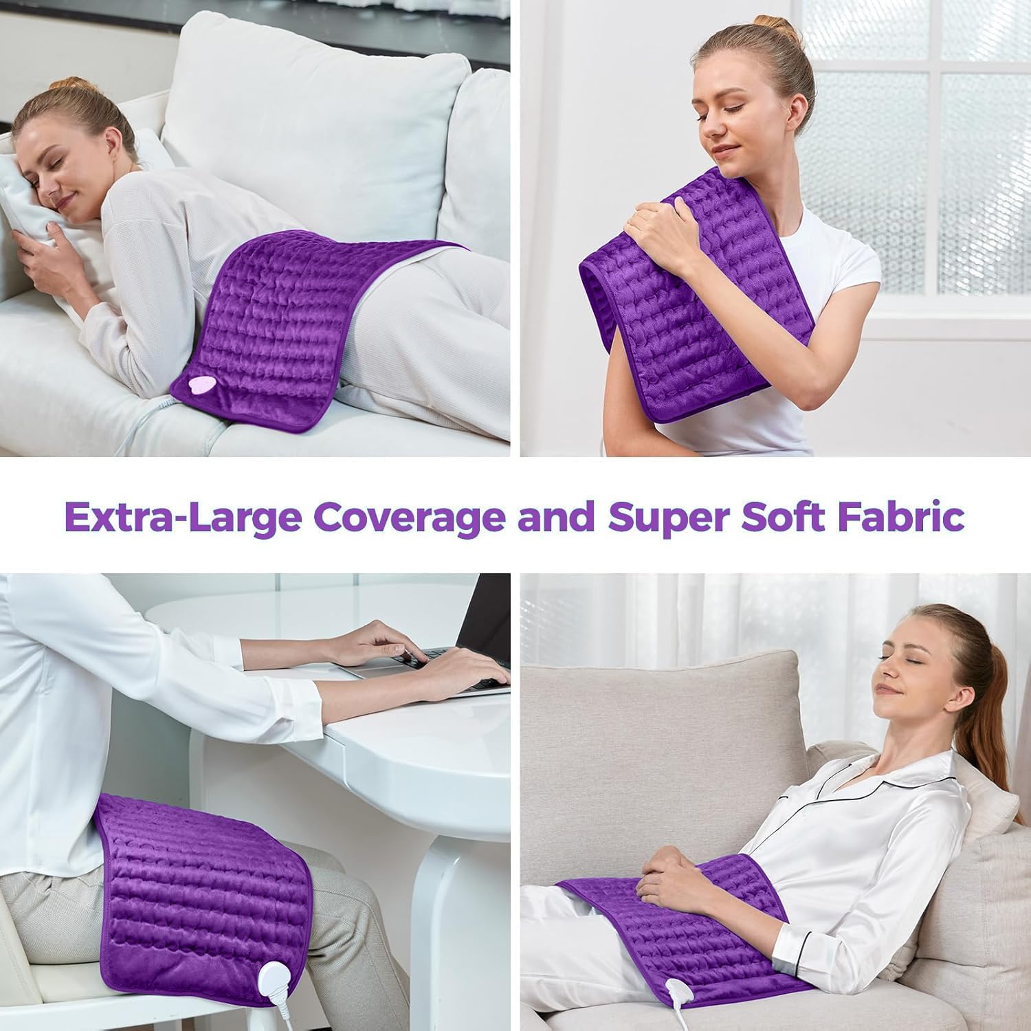 Detalle de InfLuvRealm 24 x 12-Inch Heating Pad, 6 Heat Settings, Moist or Dry Heat