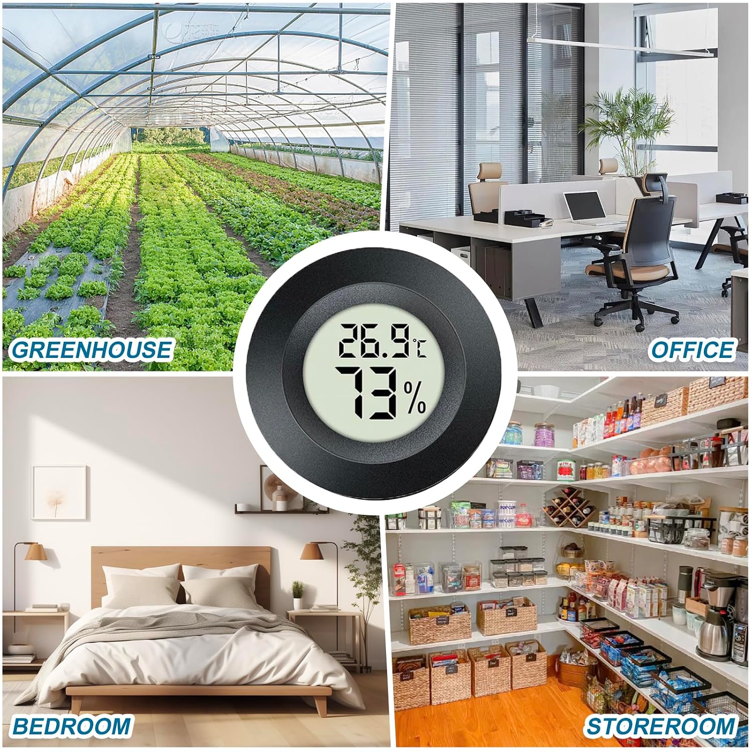 Thumbnail 6 de JEDEW Digital Hygrometer Thermometer (Innen/Außen) – 4er-Set mit °F/°C, Messgenauigkeit ±1°F und ±5% rF