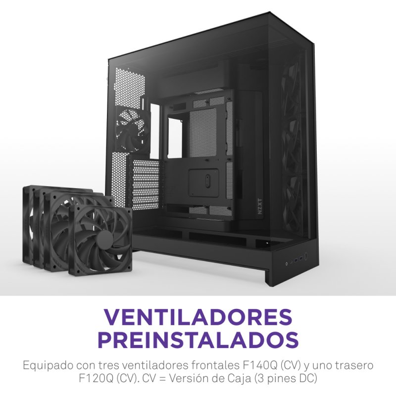 Thumbnail 1 de NZXT H9 Flow Malla y vidrio templado, 3x140mm