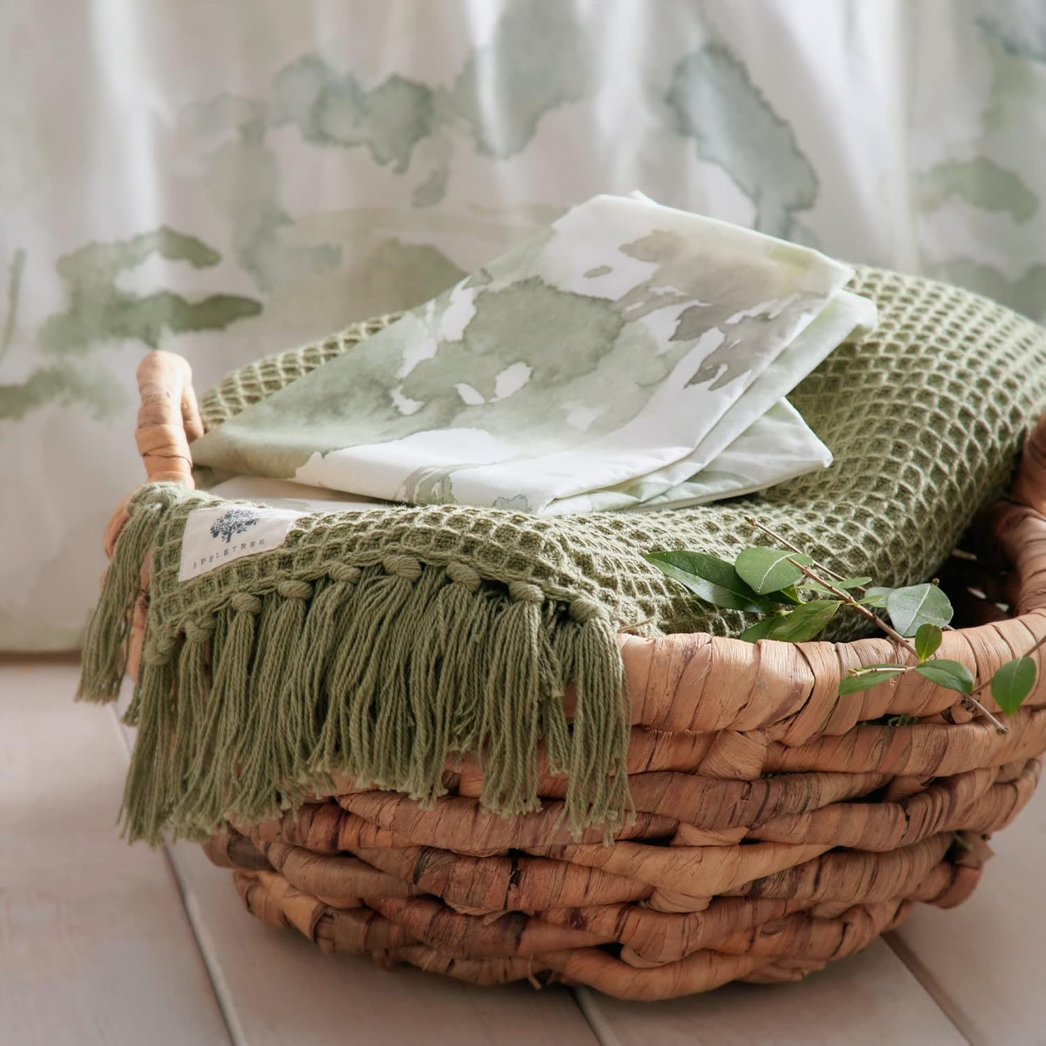 Detalle 2 de Appletree Loft Edale – komplet pościeli Super King, 100% bawełna, zielony