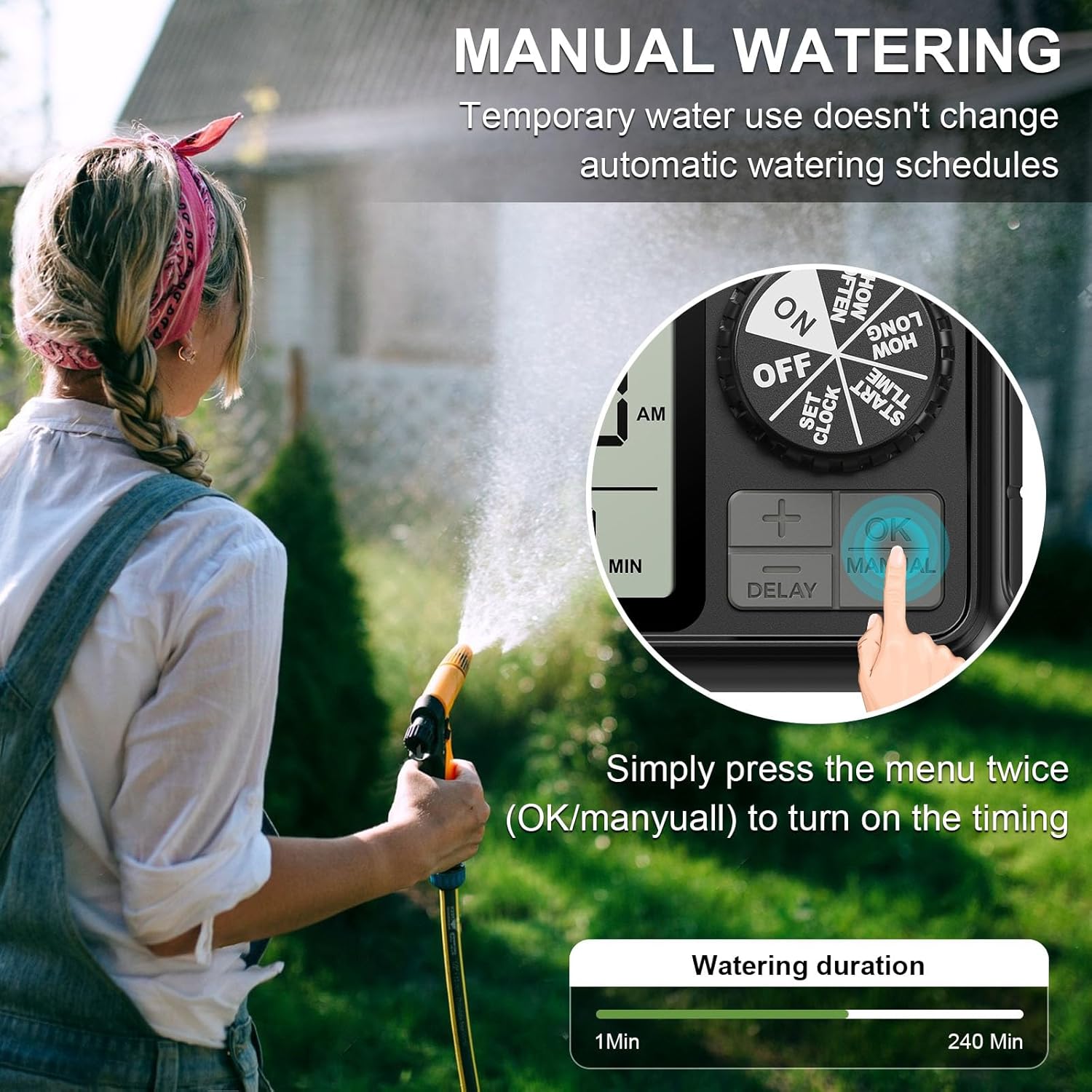 Thumbnail 1 de Xtsuen Bewässerungscomputer für Schlauchbewässerung mit Regenverzögerung & manuellem Modus
