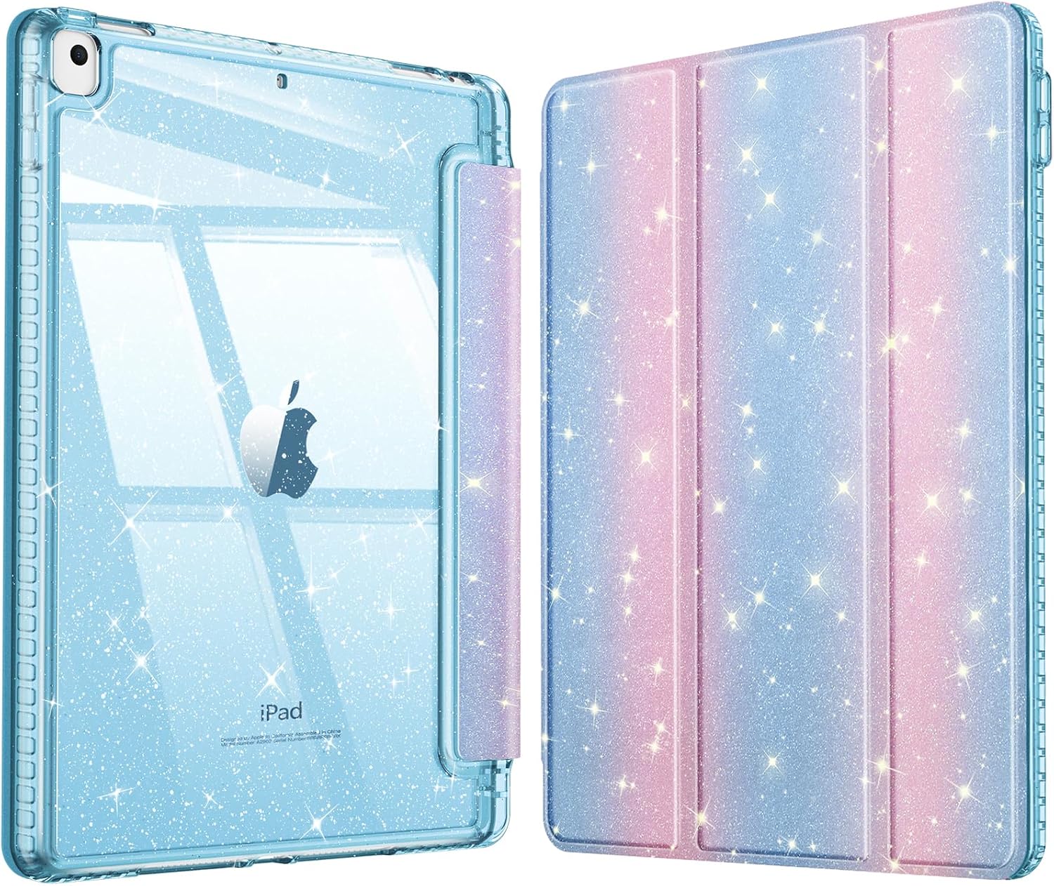 Detalle de Fintie Glitzer Hülle für iPad 10.2 Zoll (9./8./7. Generation) – transparent mit Stifthalter, Smart-Sleep/Wake