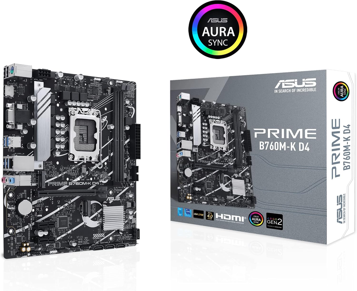 Thumbnail 1 de ASUS PRIME B760M-K D4 mATX-moderkort med DDR4, två M.2 och 2,5 Gb Ethernet
