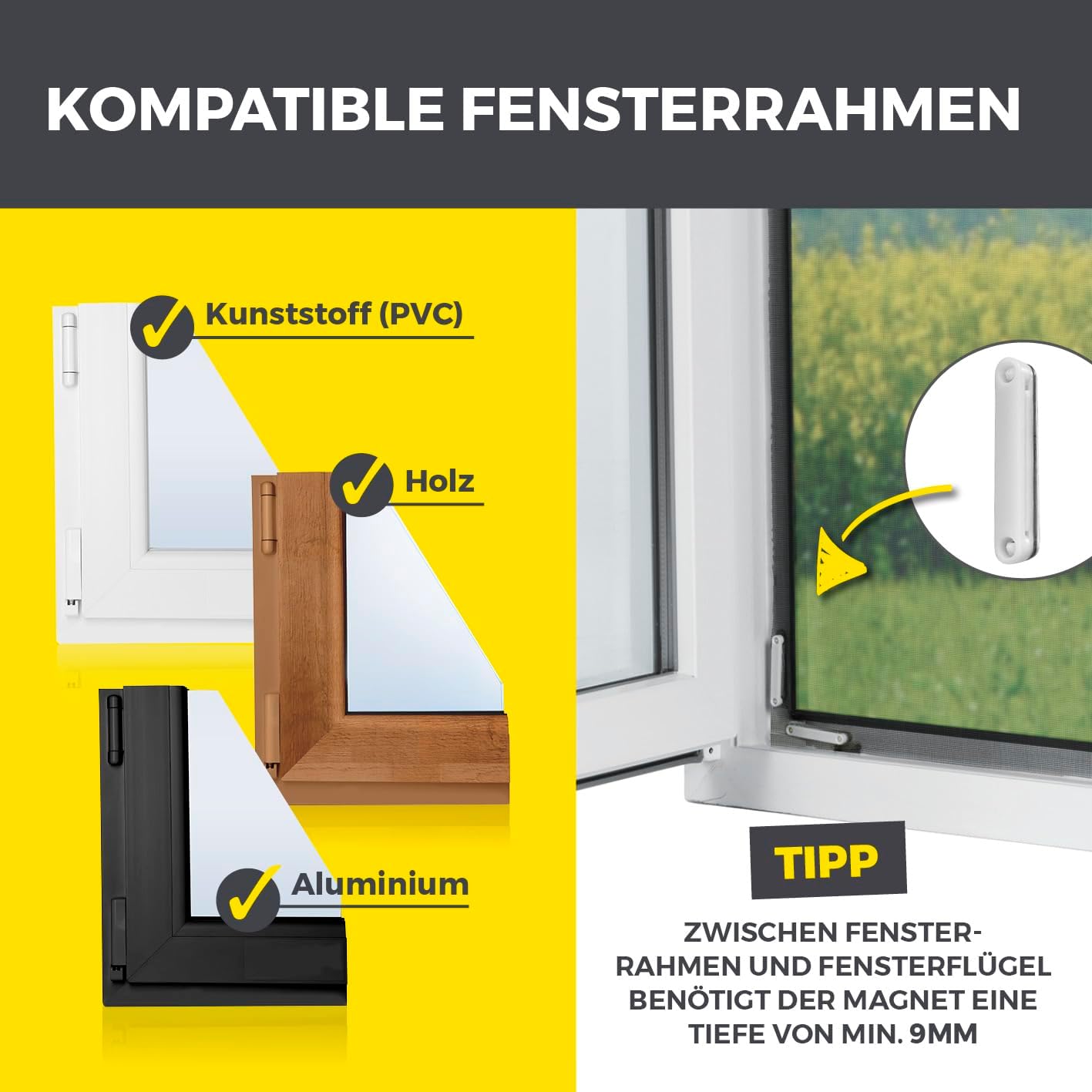 Detalle de EASYmaxx Insect Protect Magnete: Selbstklebende Magnetplatten (24 Stück) für Fliegengitter