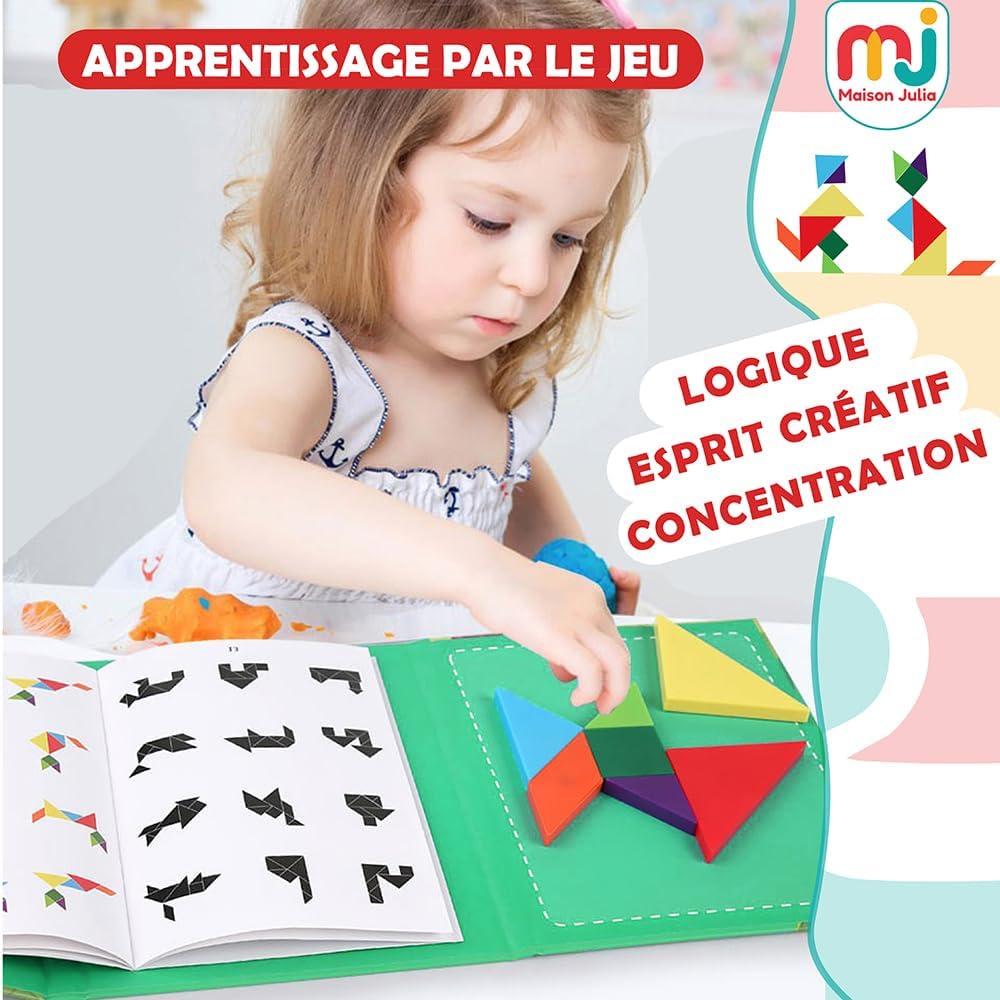 Detalle 2 de Maison Julia Tangram Enfant Magnétique 7 pièces 🧩