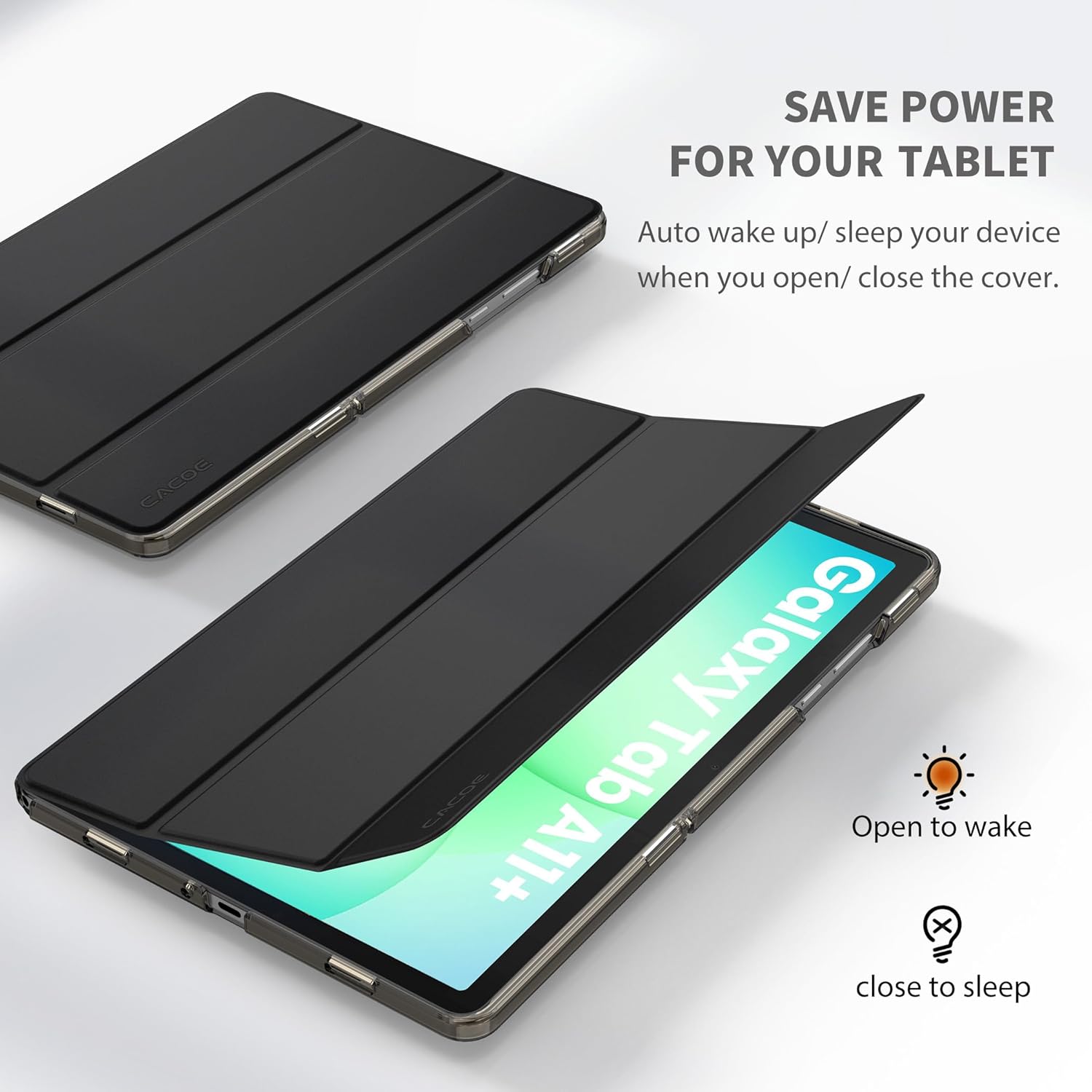 Thumbnail 2 de CACOE Hülle für Samsung Galaxy Tab A11+ Plus 11 Zoll (2025) / A9+ Plus 2023 – ultra-dünne transluzente Matt-Rückseite, Schwarz