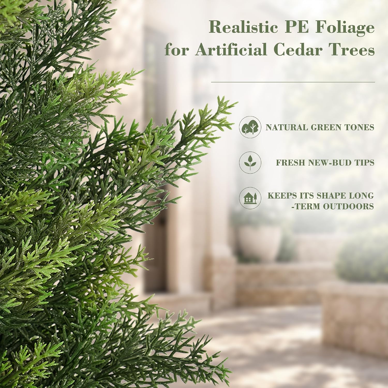 Thumbnail 3 de Vitalismo NOHK0011 Artificial Cedar Topiary Trees, 3 ft Set of 2, UV-Resistant PE