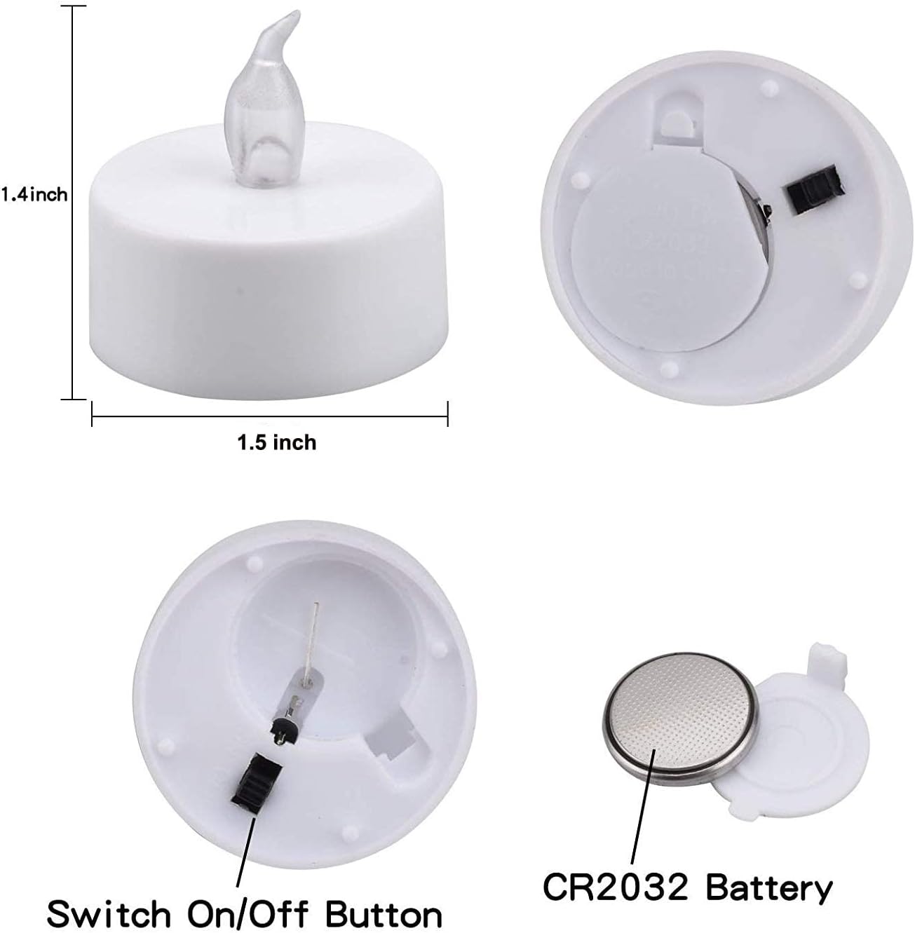 Thumbnail 6 de Jialine 12 Pack Flickering LED Tea Lights 200+