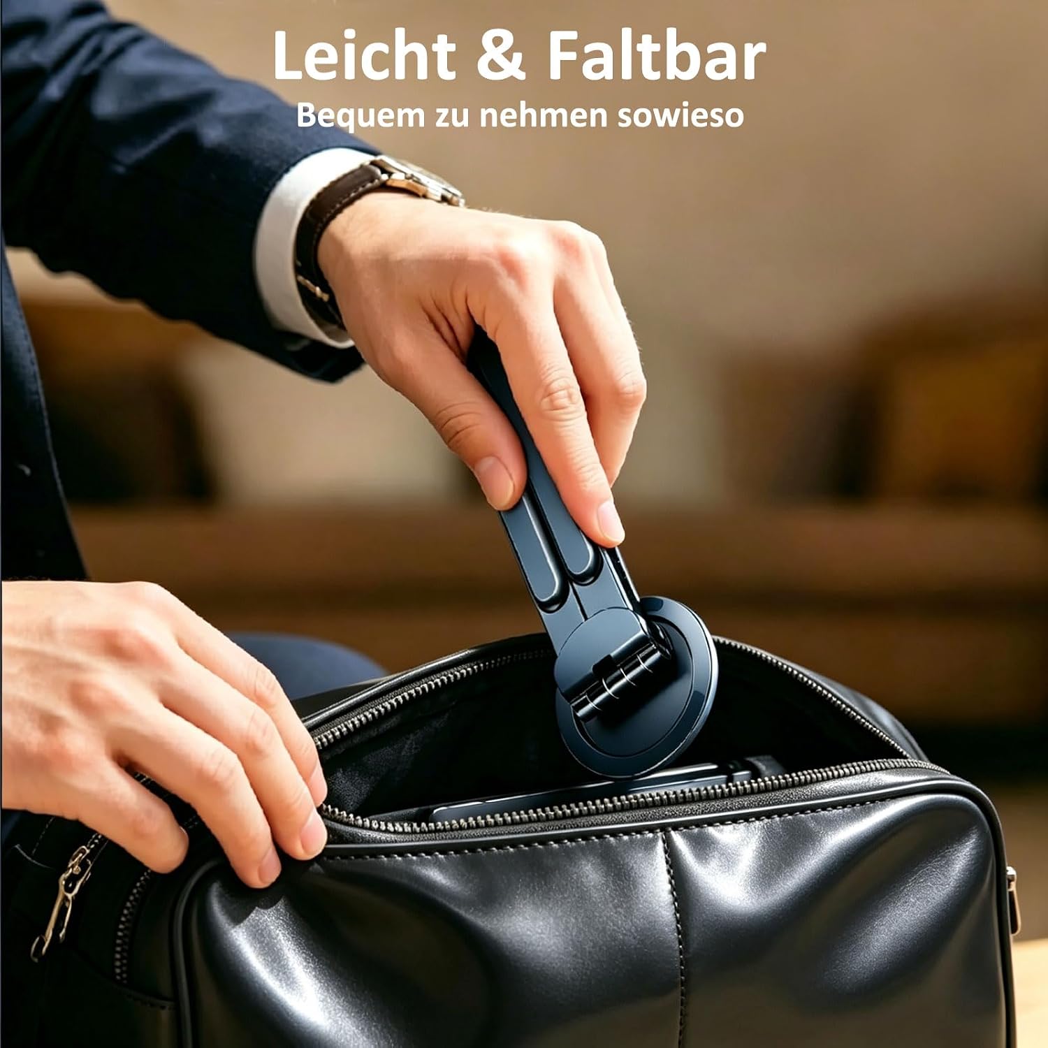 Detalle de Magnetischer 3-in-1 Laptopständer & Tablet-Ständer aus Aluminium – kompakt, flexibel und reisefreundlich (Dunkelblau)