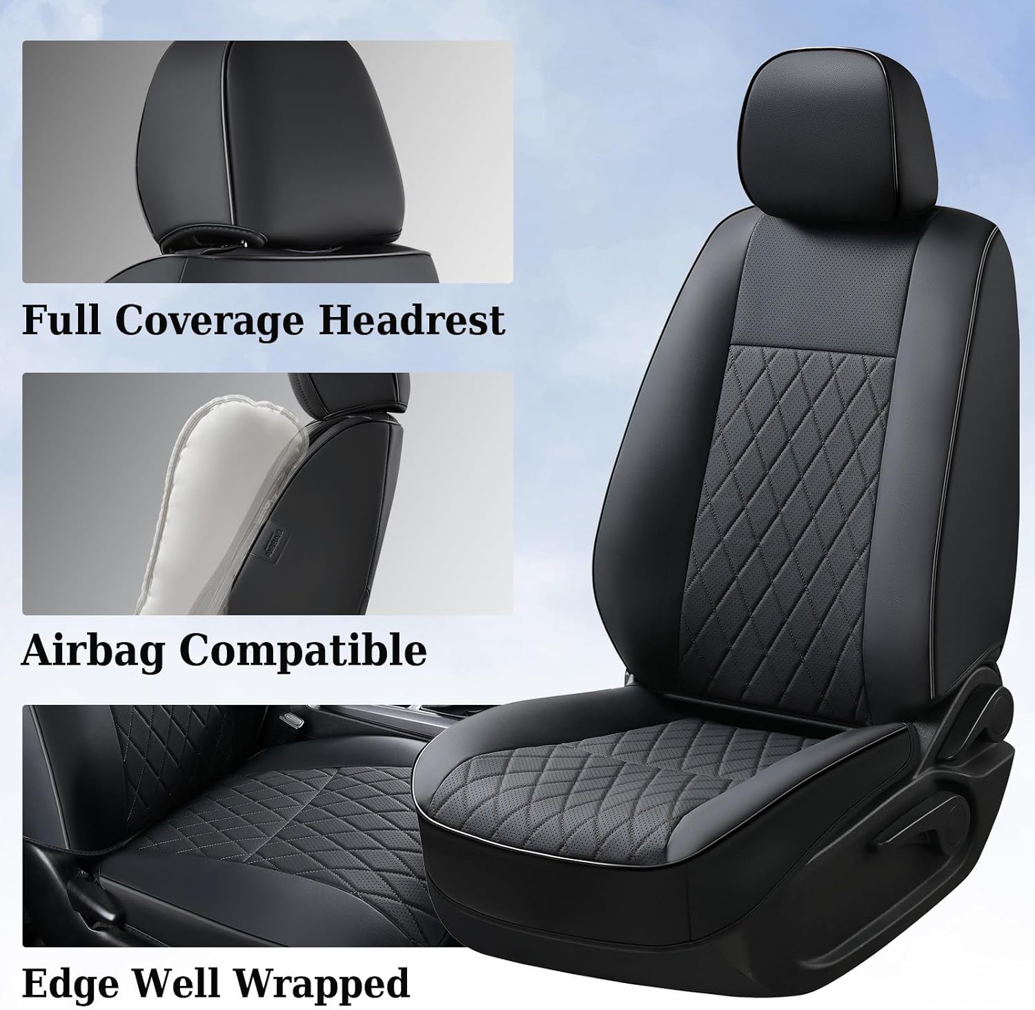 Thumbnail 3 de Coverado Tacoma Front Seat Covers: Custom Fit Faux Leather for Toyota Tacoma (2005-2023) – Black