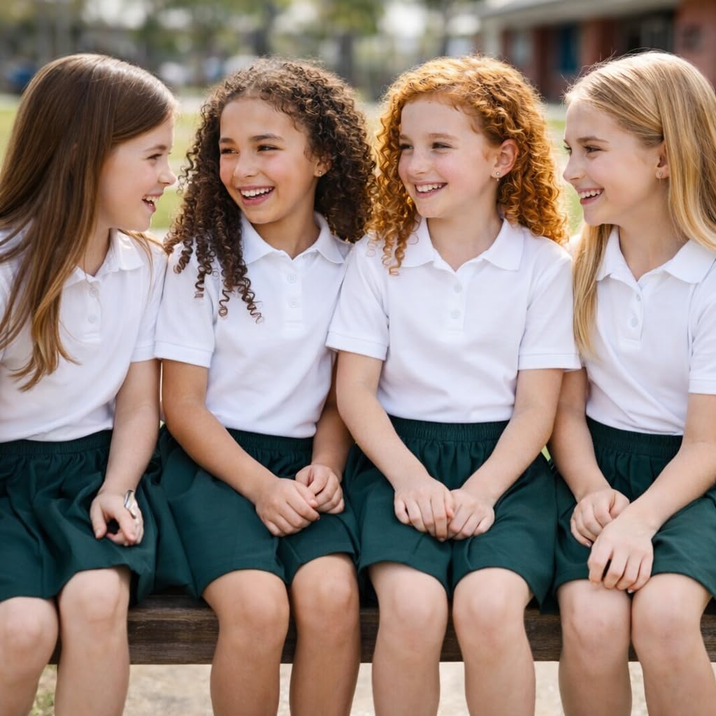 Detalle 2 de reshmena® Girls School Uniform Skirt – Classic Box Pleat Knee-Length Knit-Free Comfort for School Days