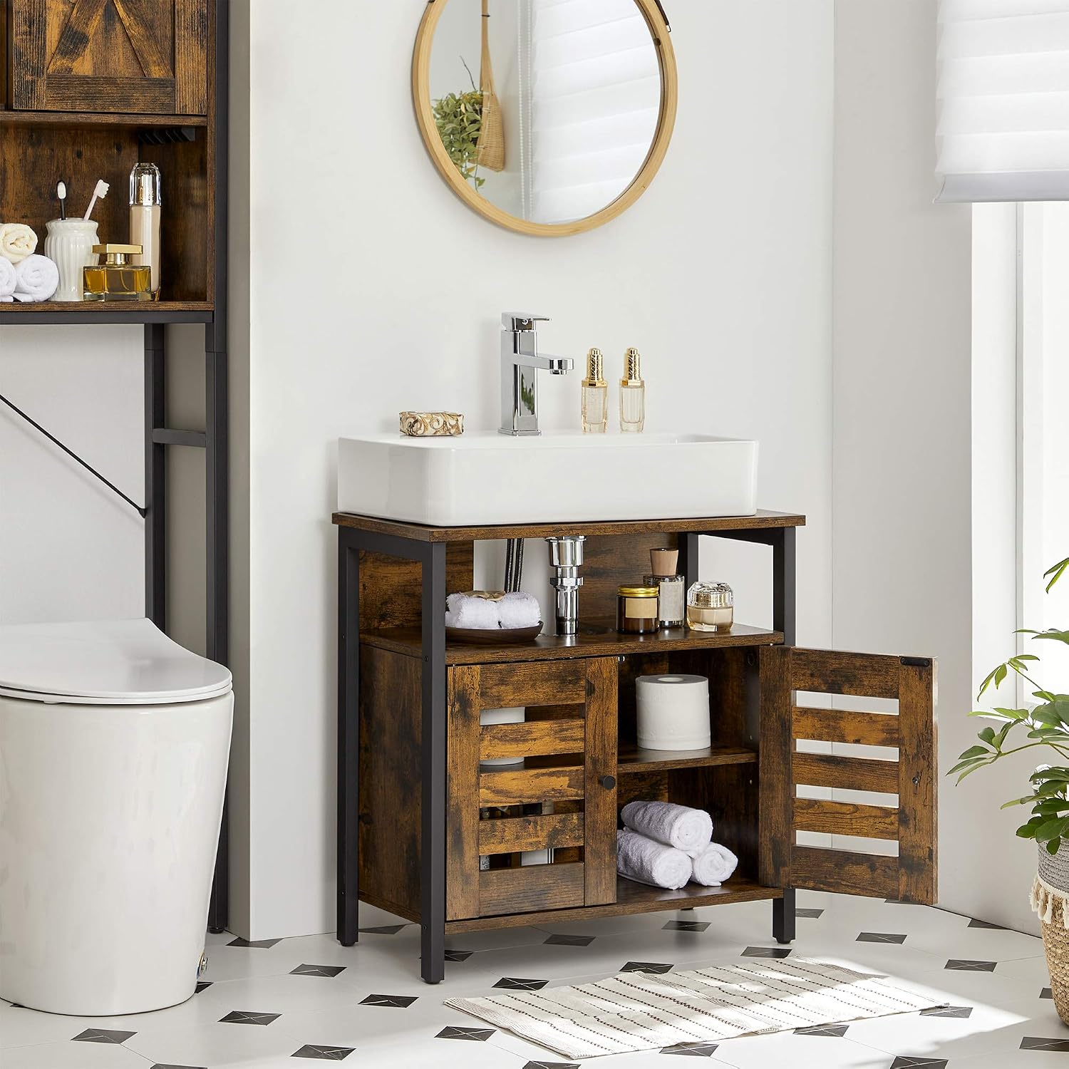 Thumbnail 6 de VASAGLE BBC901B01 Under-Sink Bathroom Cabinet with Steel Frame and Adjustable Shelf