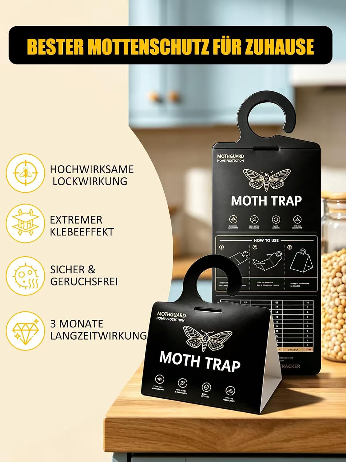 Thumbnail 2 de HOAMZ Pheromon-Mottenfalle 20 STK – Lebensmittel- & Kleidermotten, 3 Monate Schutz, geruchlos