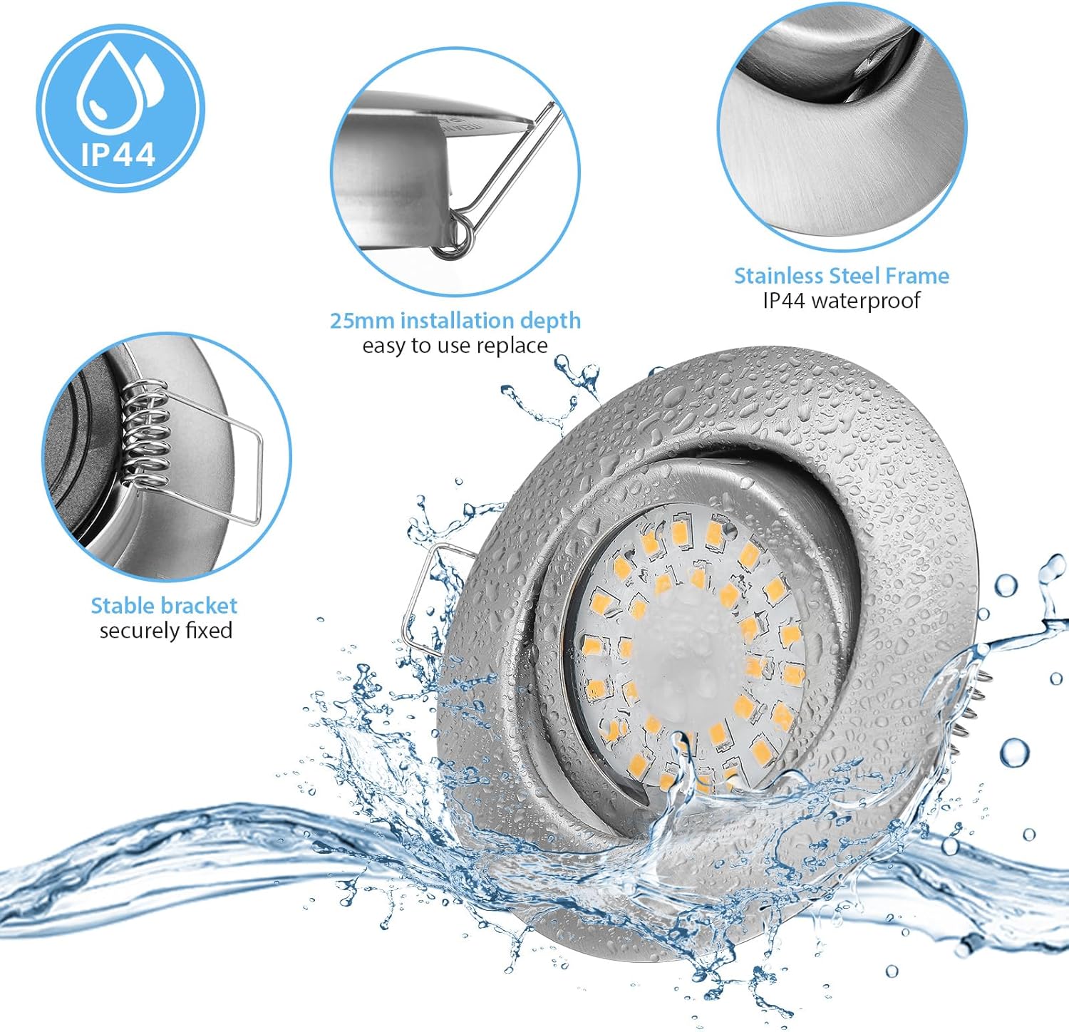 Thumbnail 4 de cloksh LED Einbaustrahler 230V flach dimmbar (6er Set) – IP44, 4000K neutralweiß, schwenkbar