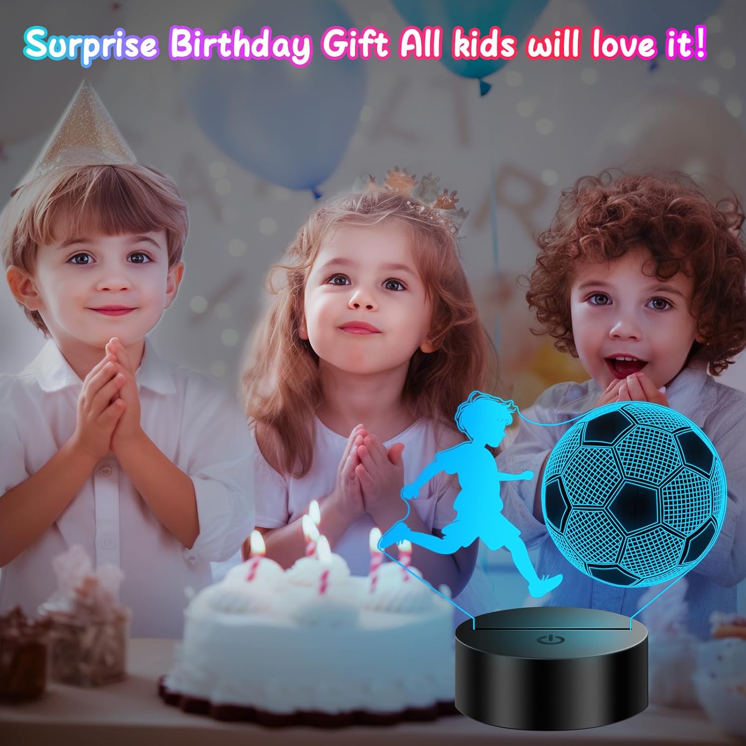 Detalle 2 de Polemera 3D Football Night Light for Boys – Boys' First Football Gift