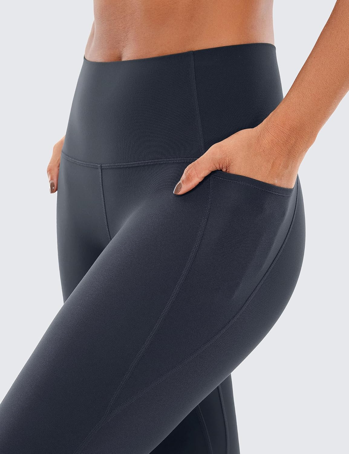 Detalle de CRZ YOGA Da Donna Butterlux pantaloni capri per allenamento yoga con tasche e vita alta (48/53 cm)