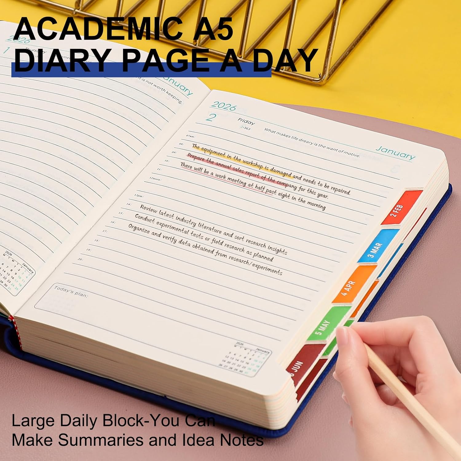 Thumbnail 4 de Diario accademico 2026 A5, pagina giornaliera con tasca 📔